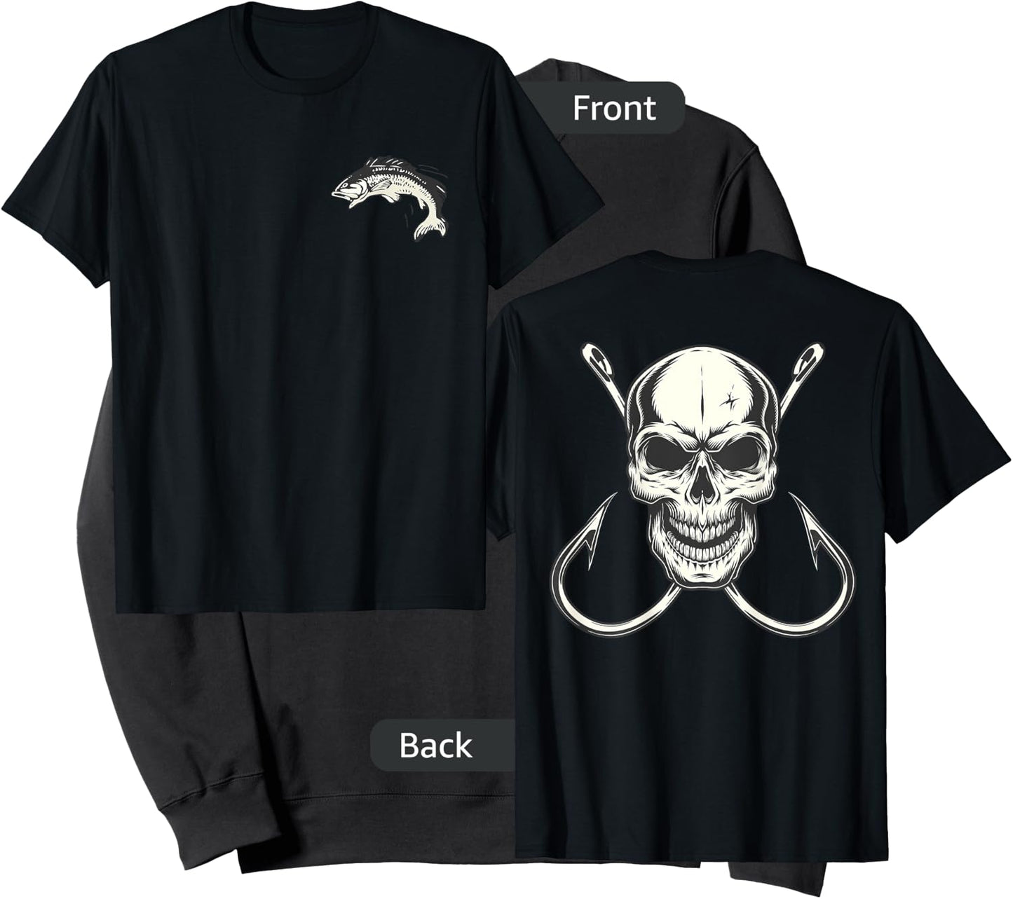Skull With Fishing Hooks for Fisherman Skeleton Crew Sweatshirt - Sweatshirt | Black