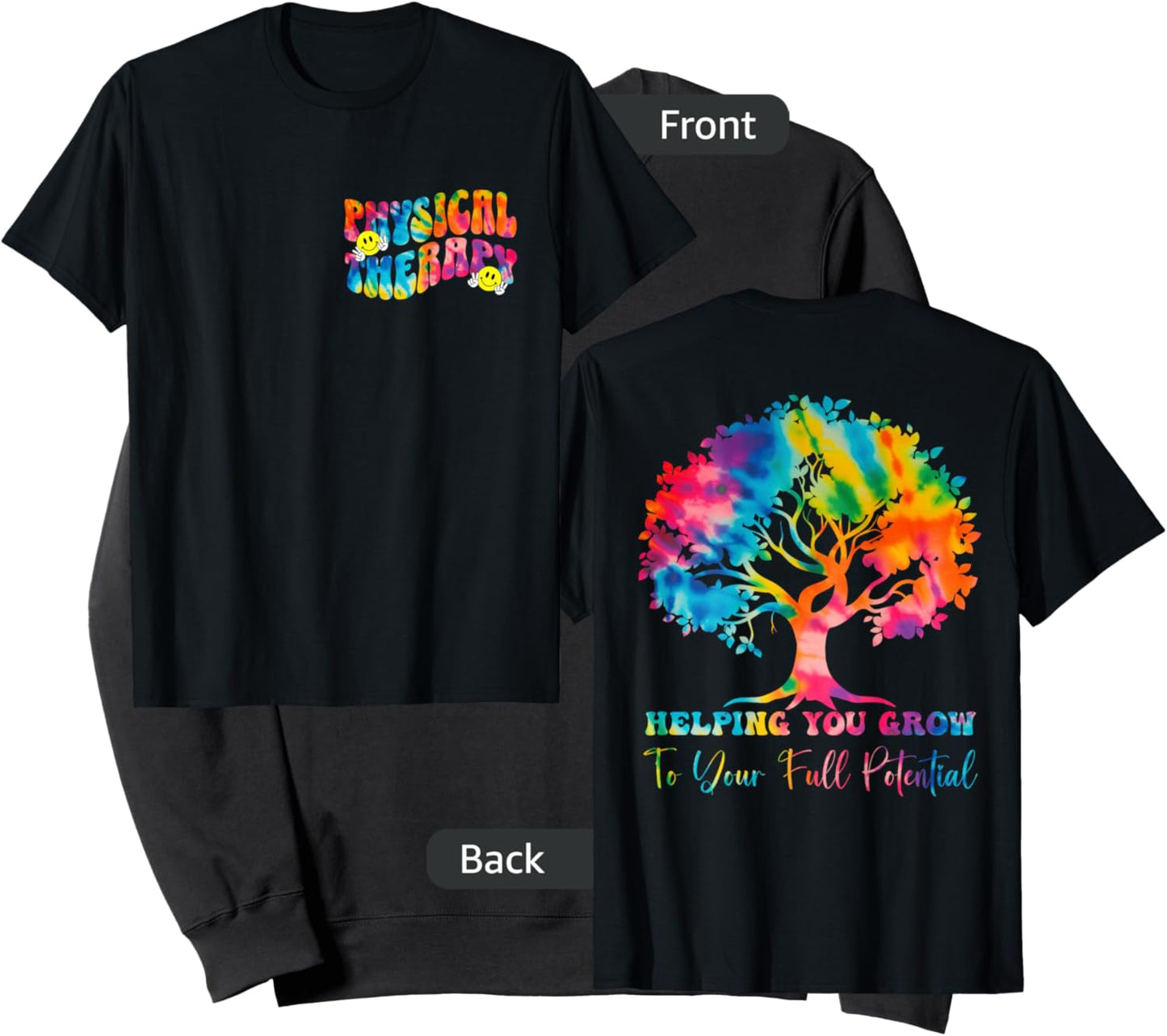 (2 SIDED) Physical Therapy Month Tie Dye Groovy PT Month 70s Sweatshirt - Sweatshirt | Black