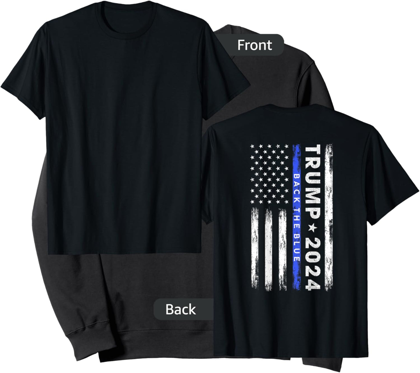 Pro Trump 2024 Back The Blue Thin Blue Line American Flag Sweatshirt - Sweatshirt | Black