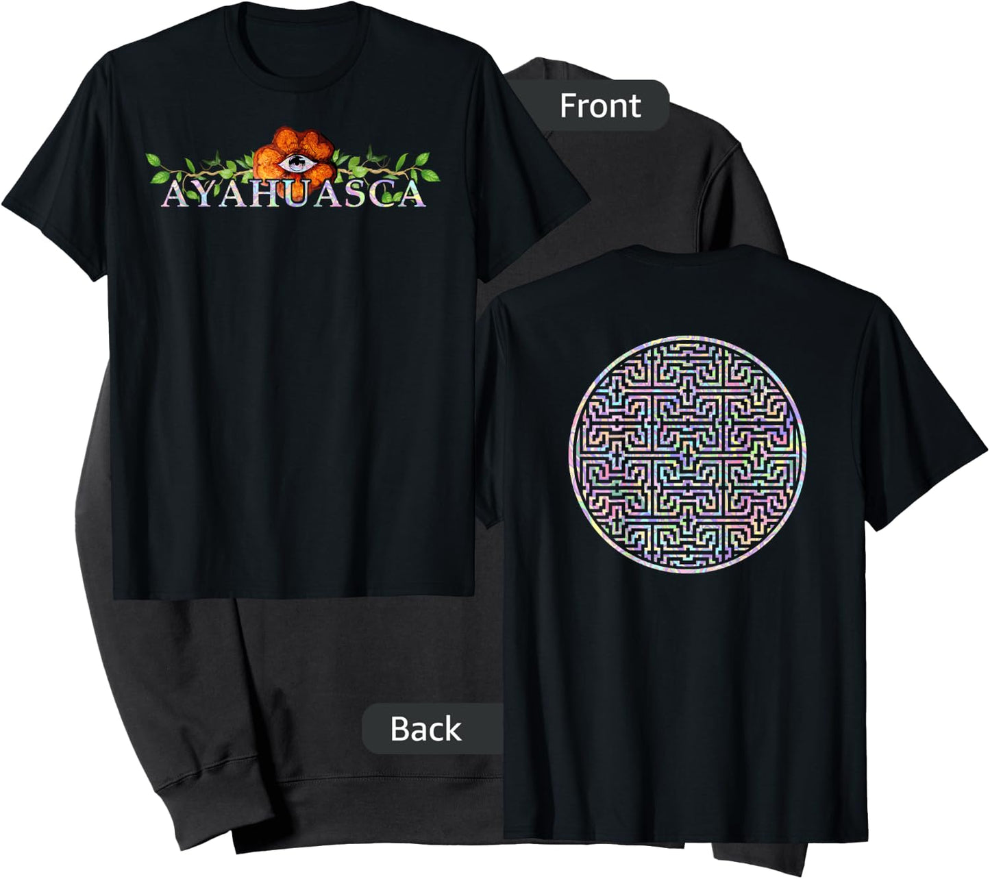 2 SIDED AYAHUASCA Shipibo Sacred Geometry DMT Shirt Sweatshirt - Sweatshirt | Black