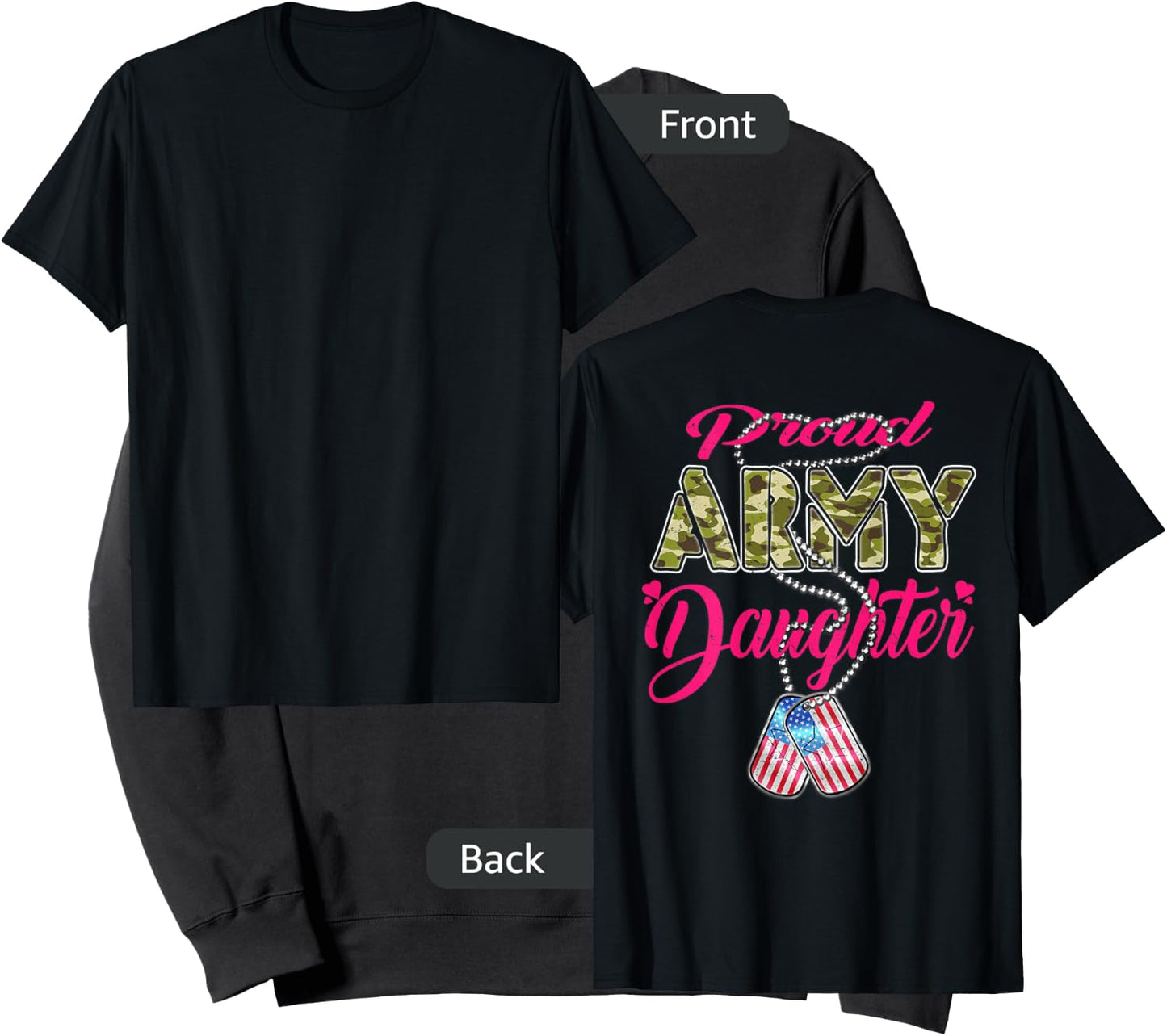 Proud Army Daughter US Flag Camo Dog Tags Military Child Men Women Kids Sweatshirt - Sweatshirt | Black
