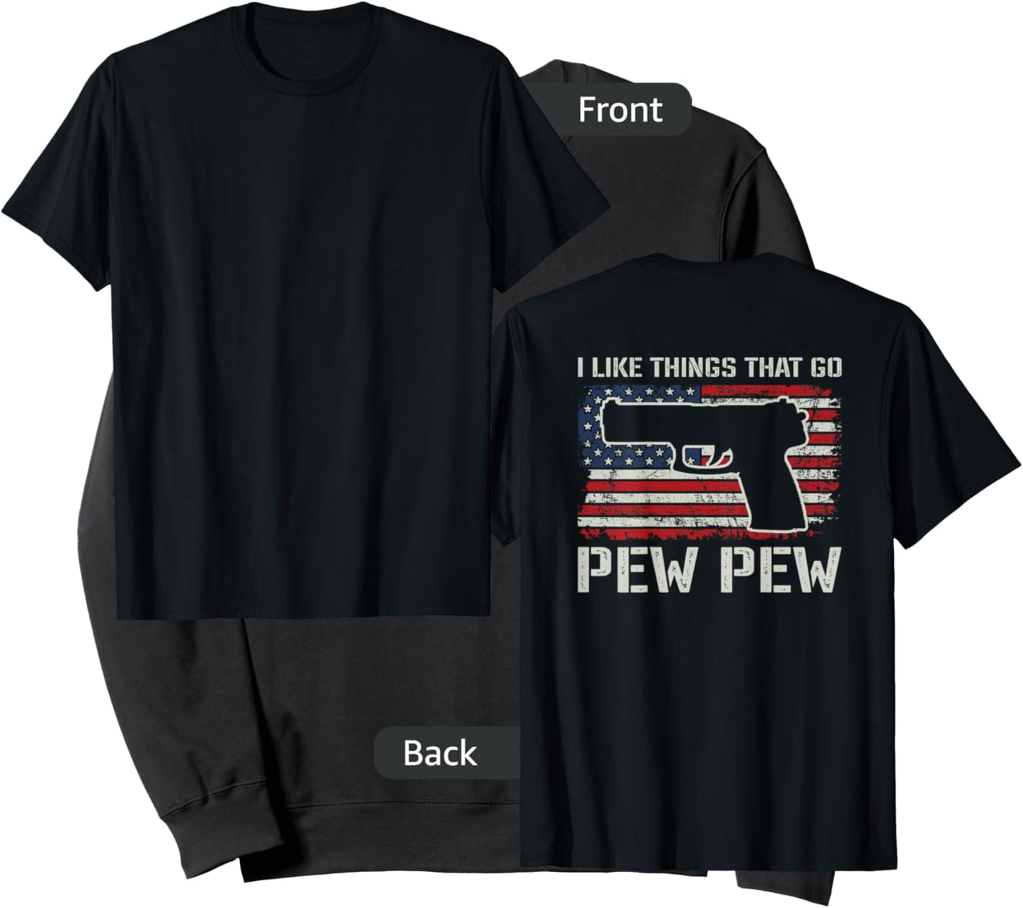 I Like Things That Go Pew Pew - Pistol Gun Owner - ON BACK Sweatshirt - Sweatshirt | Black