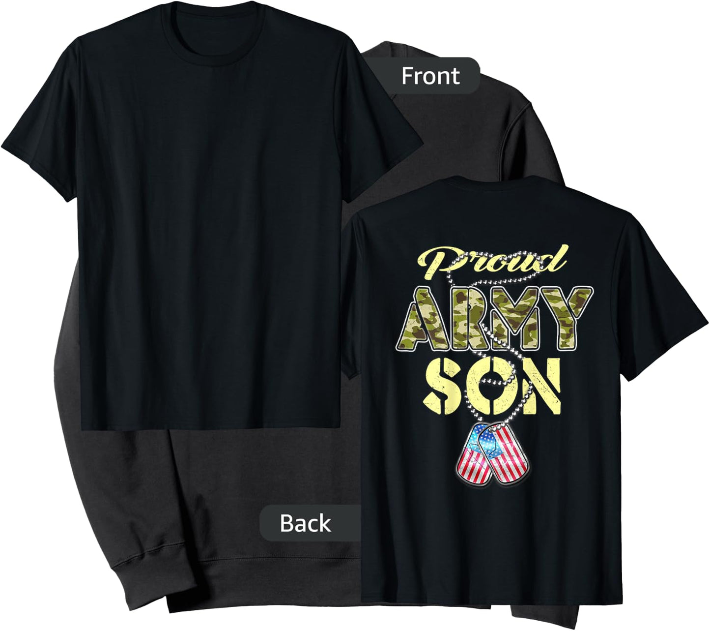 Proud Army Son US Flag Camo Dog Tags Pride Military Child Sweatshirt - Sweatshirt | Black