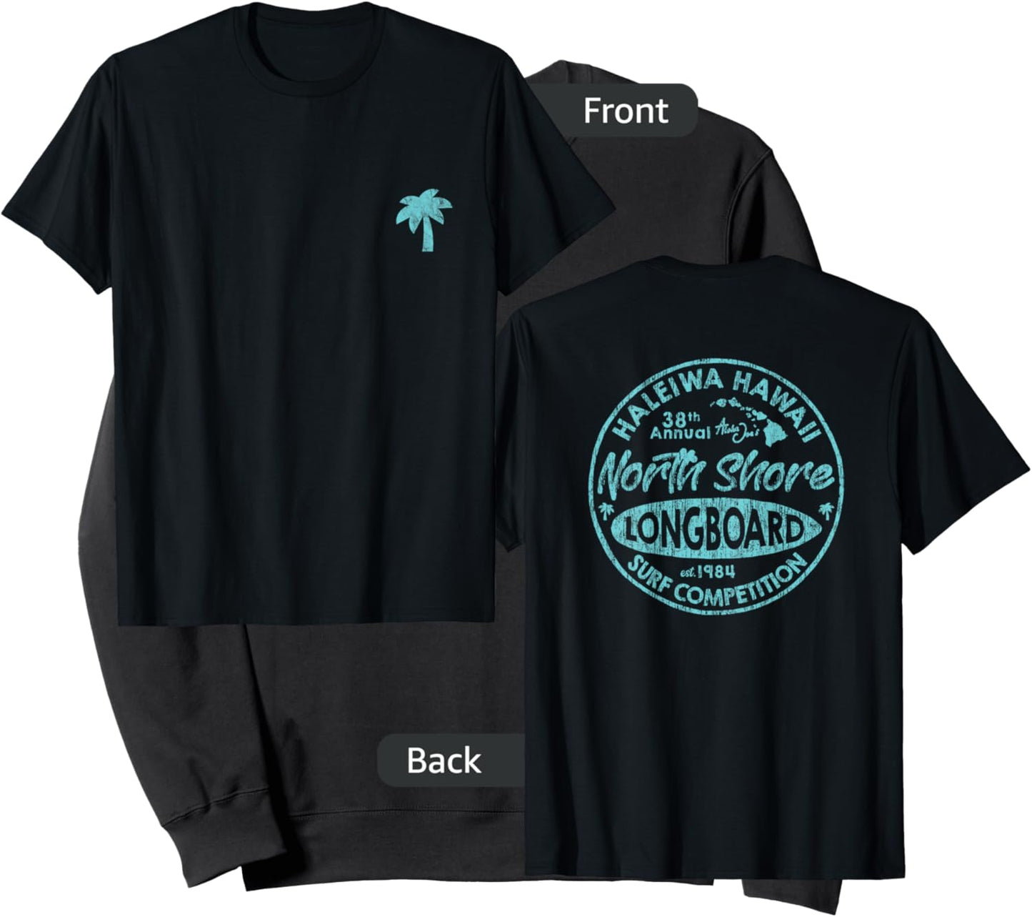 North Shore Haleiwa Hawaii Long Board Surf Vintage Style Sweatshirt - Sweatshirt | Black
