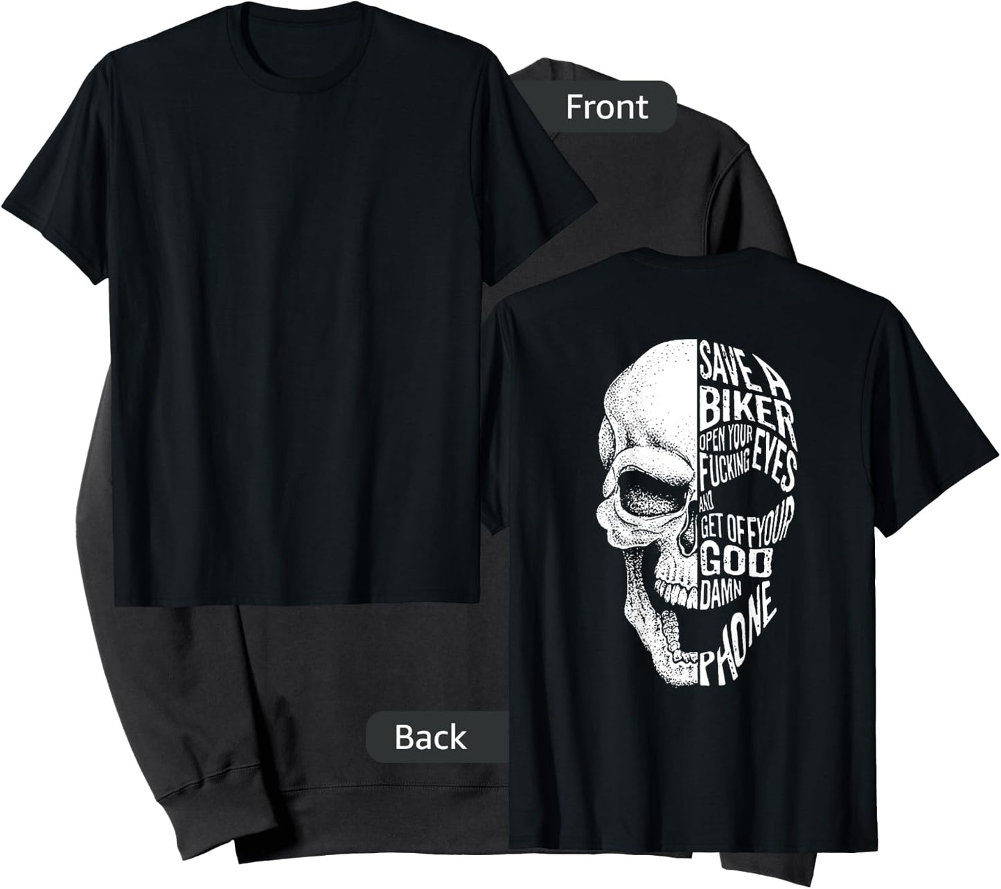 Save a biker open your fucking eyes skull (on back) Sweatshirt - Sweatshirt | Black