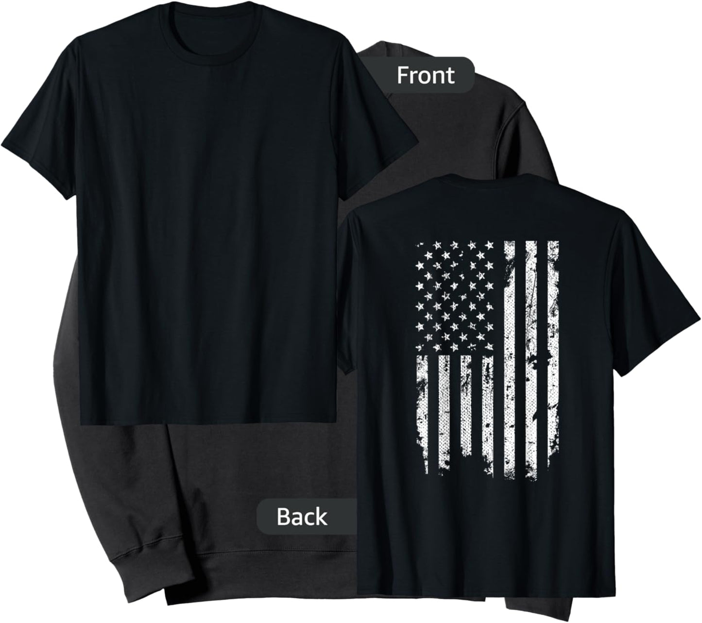 Vintage Distressed American Flag Sweatshirt - Sweatshirt | Black