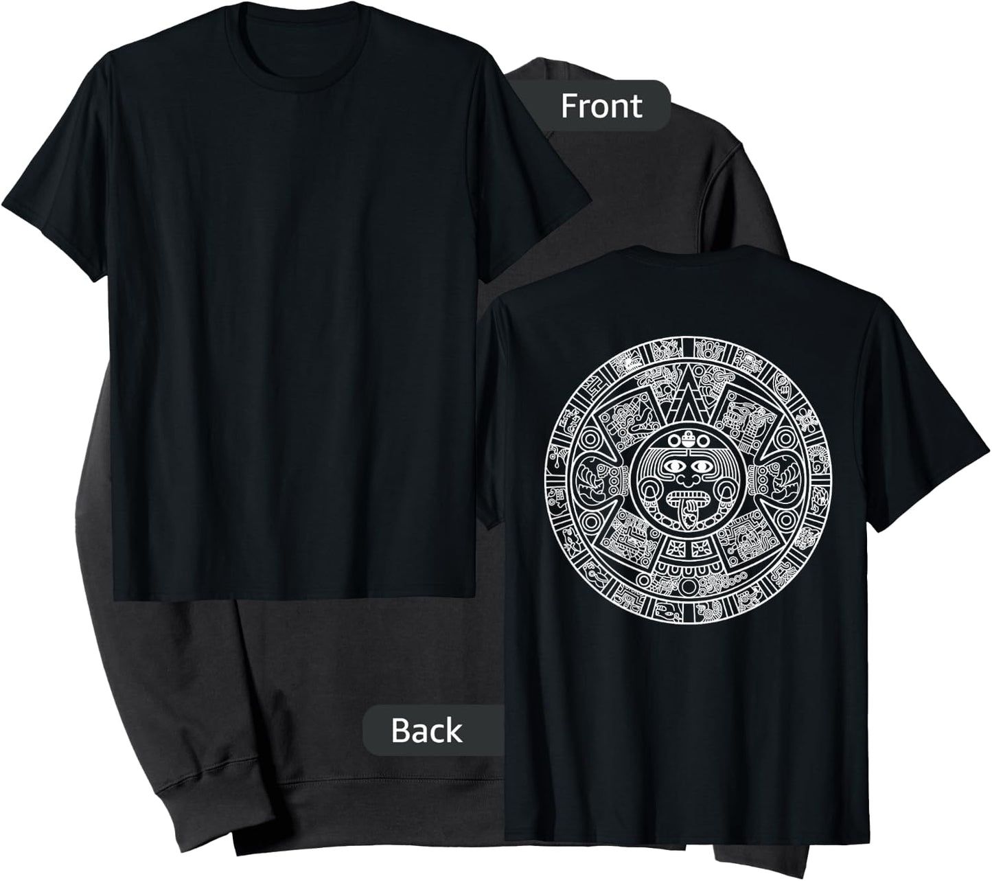 Aztec Calendar - Mexica Mayan Sun Stone Symbol Back Print Sweatshirt - Sweatshirt | Black