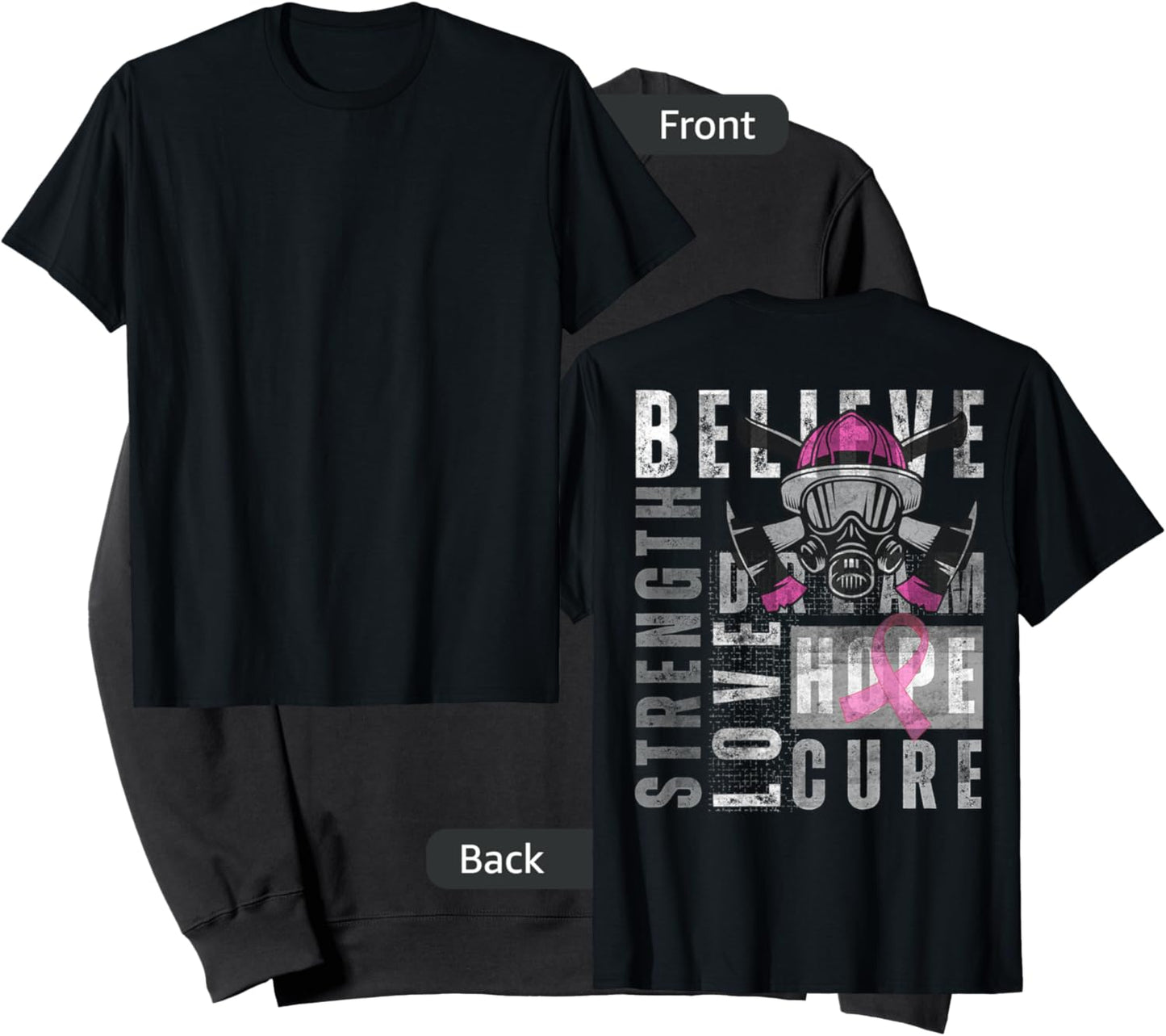 Tackle Breast Cancer Pink Ribbon firefighter Side back Retro Sweatshirt - Sweatshirt | Black