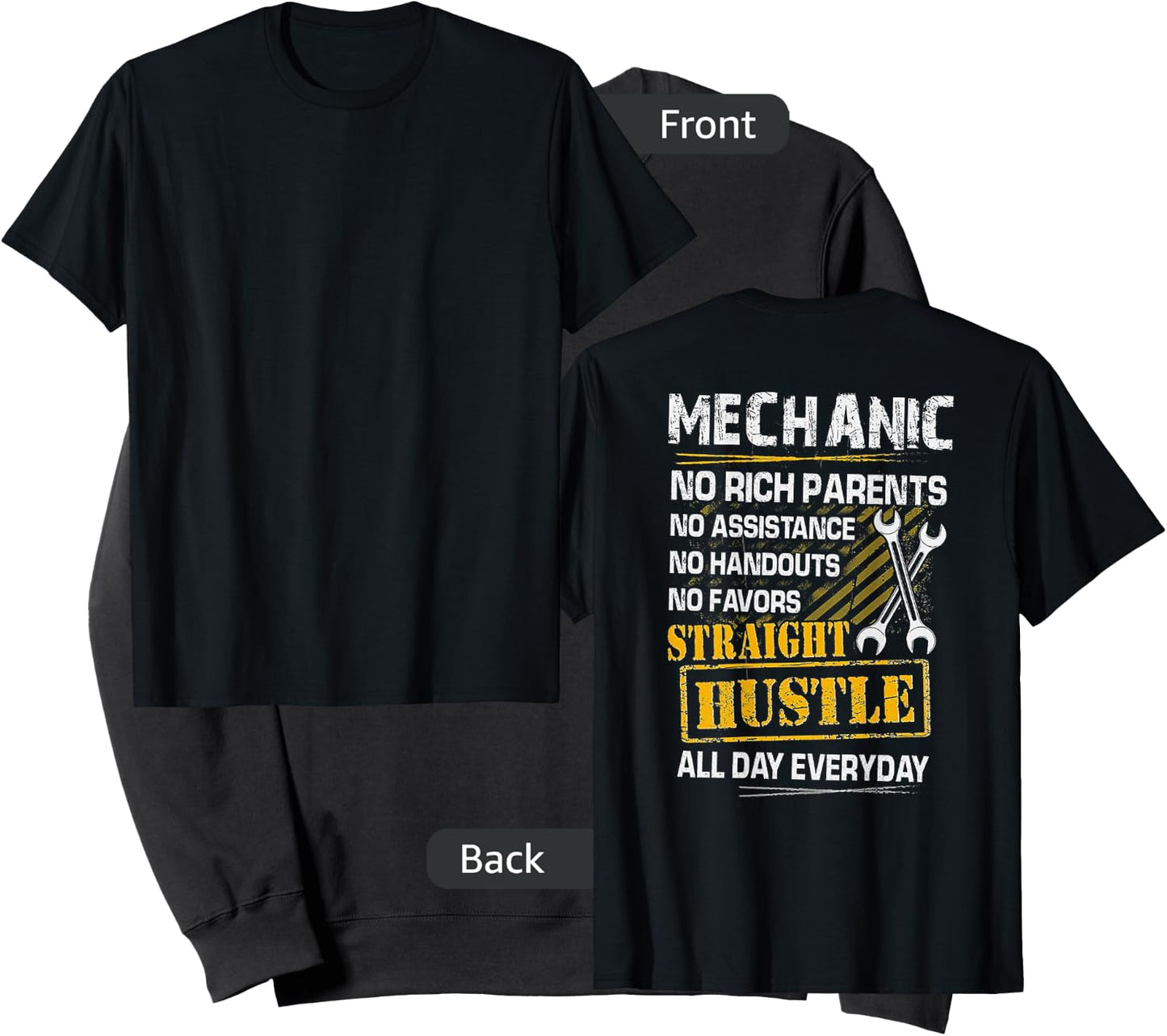Mechanic No Rich Parents No Assistance No Handouts (on back) Sweatshirt - Sweatshirt | Black