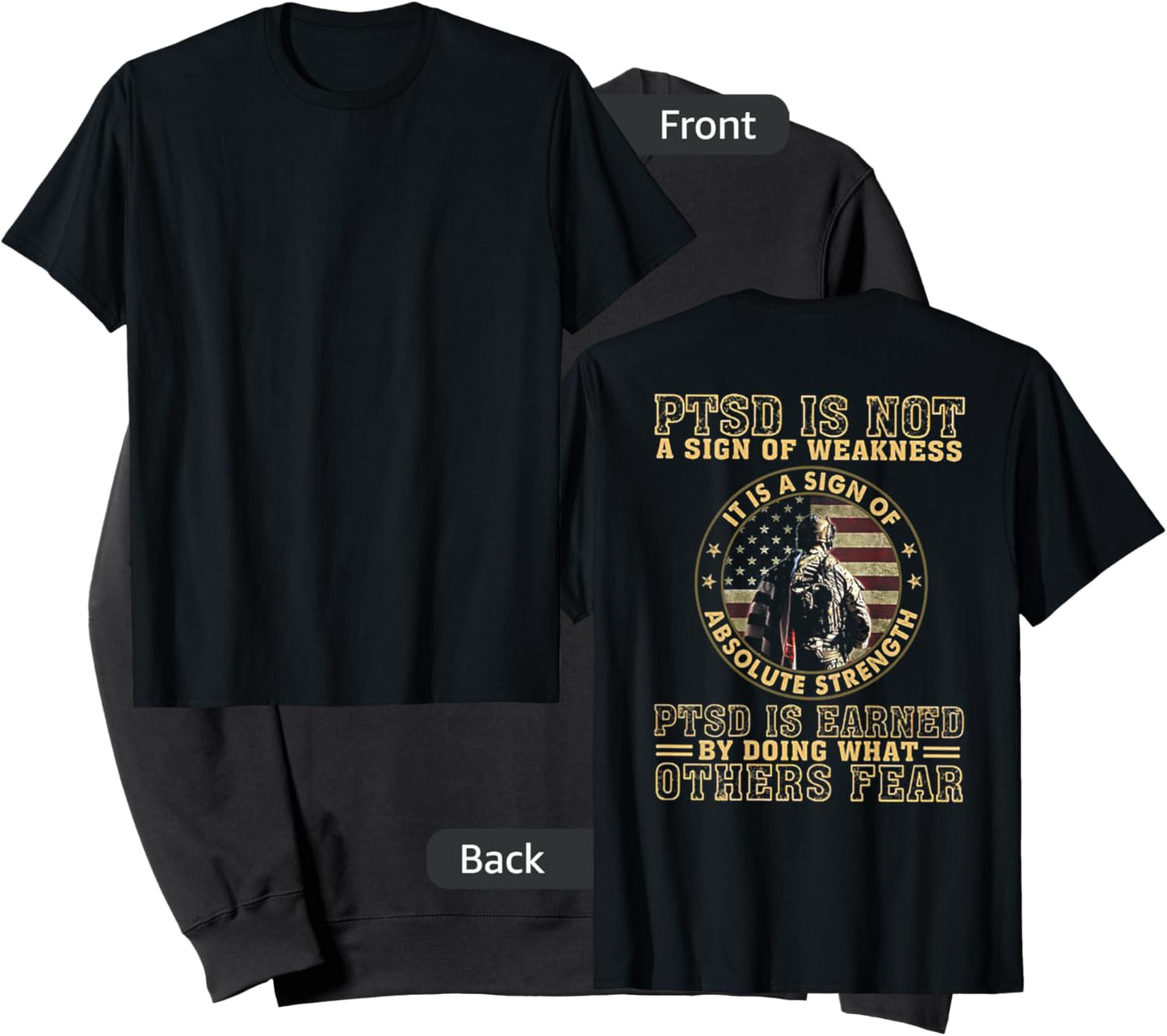 PTSD is Not A Sign of Weakness (on Back) Sweatshirt - Sweatshirt | Black