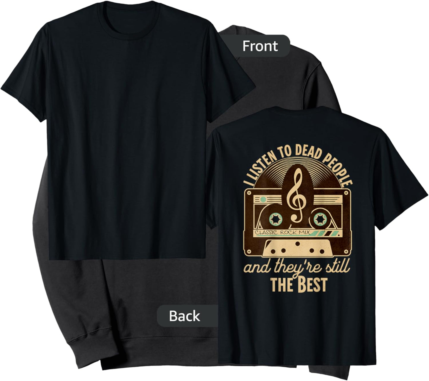 ON BACK Classic Rock Music 60s 70s I Listen to Dead People Sweatshirt - Sweatshirt | Black
