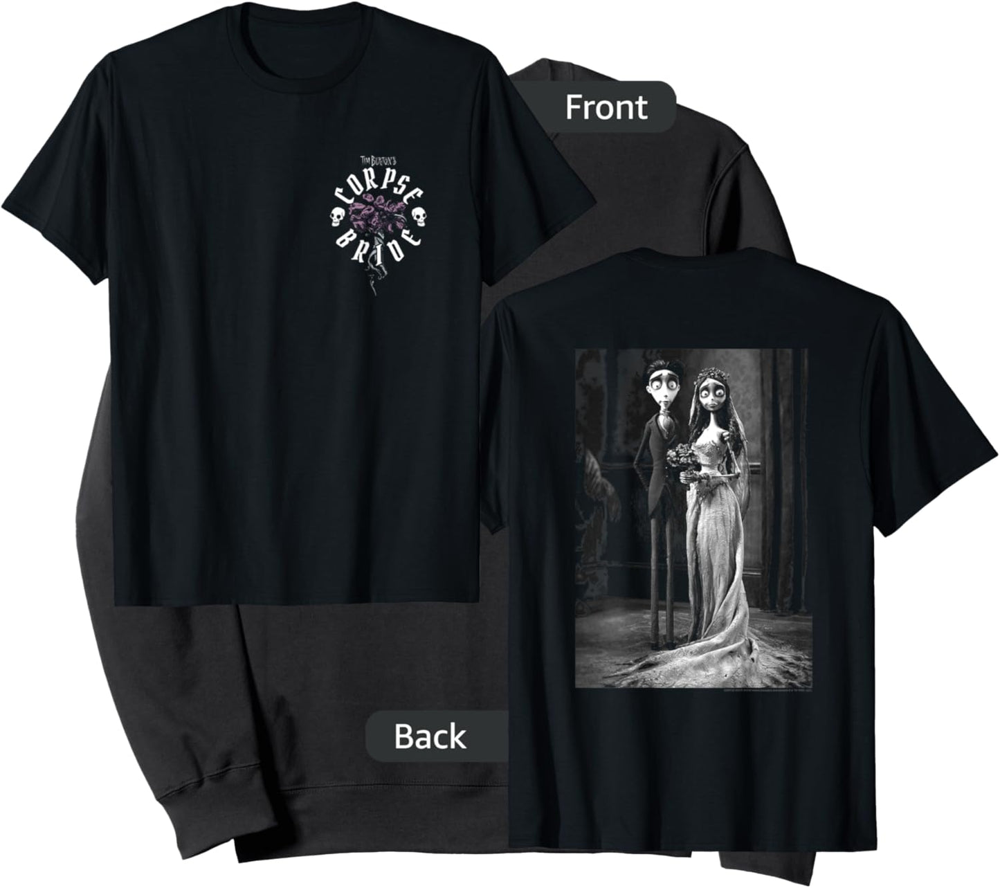 Corpse Bride Front and Back Victor Emily Marriage Movie Sweatshirt - Sweatshirt | Black