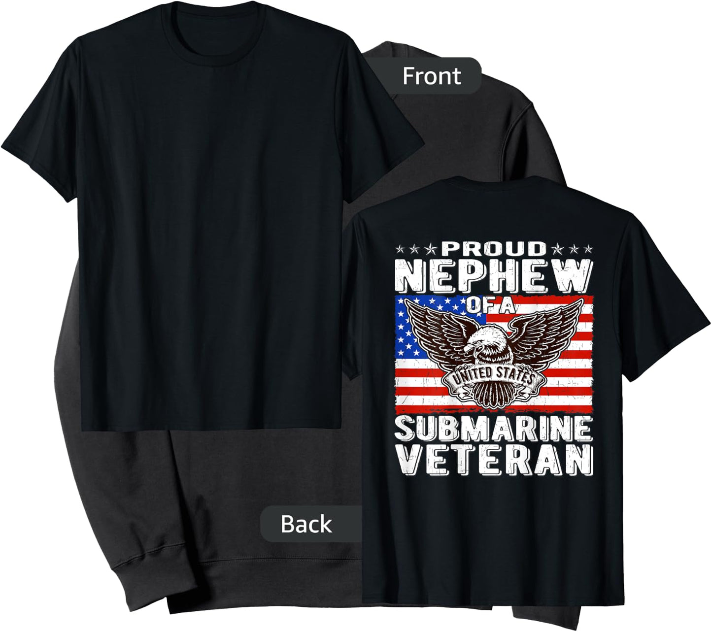 Proud Nephew Of Submarine Veteran Patriotic Military Family Kids Men Sweatshirt - Sweatshirt | Black
