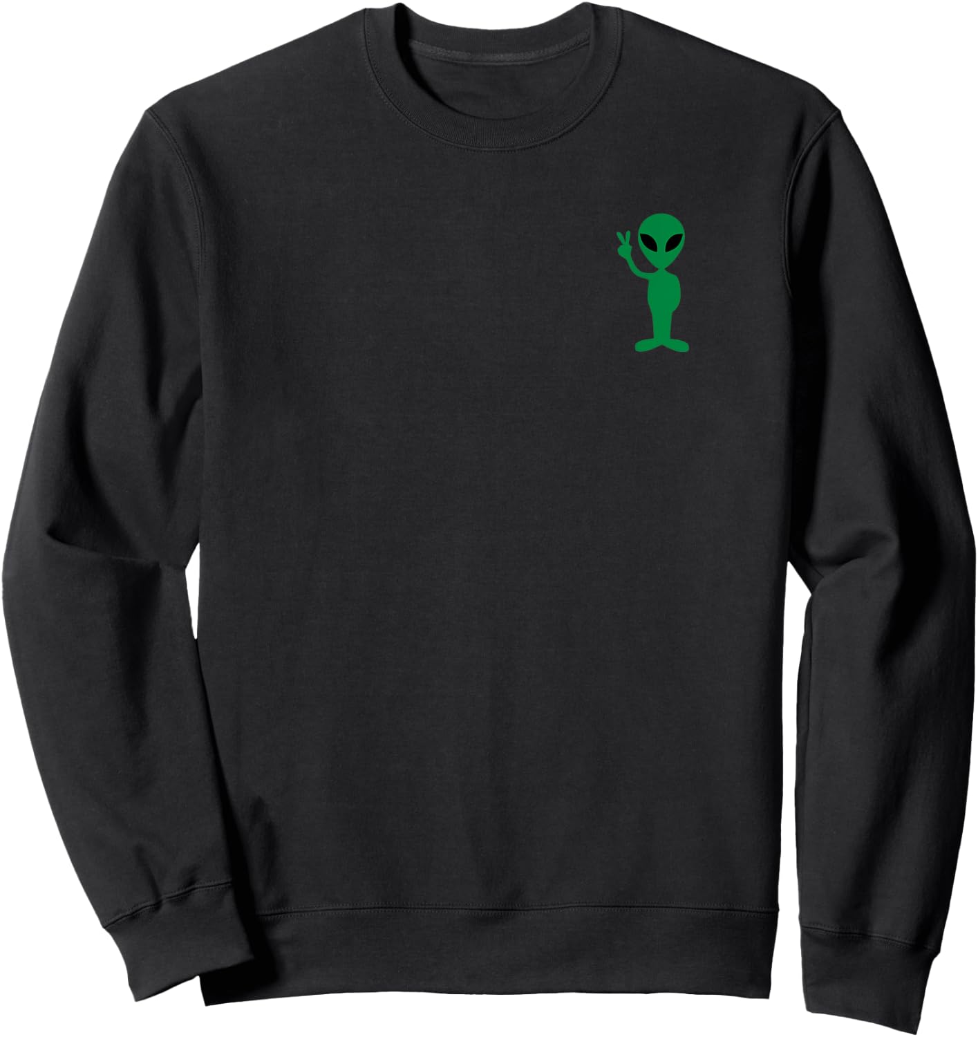 I Come in Peace Green Alien Peace Sign Design Sweatshirt - Sweatshirt | Black