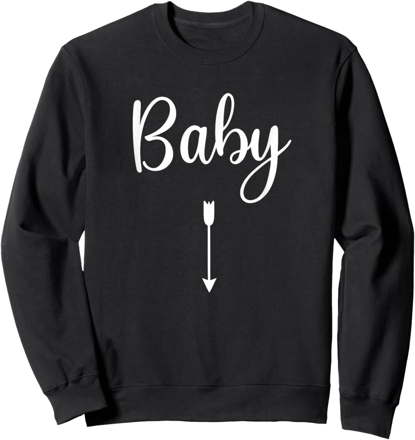 Baby with Arrow Pointing Down to Belly Matching Pregnancy Sweatshirt - Sweatshirt | Black