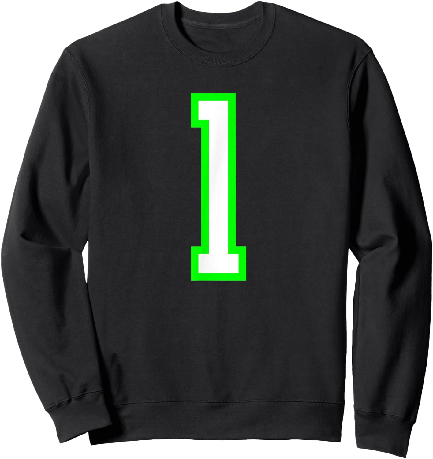 Sports Team Jersey 1 White Lime Jersey Number Sweatshirt - Sweatshirt | Black