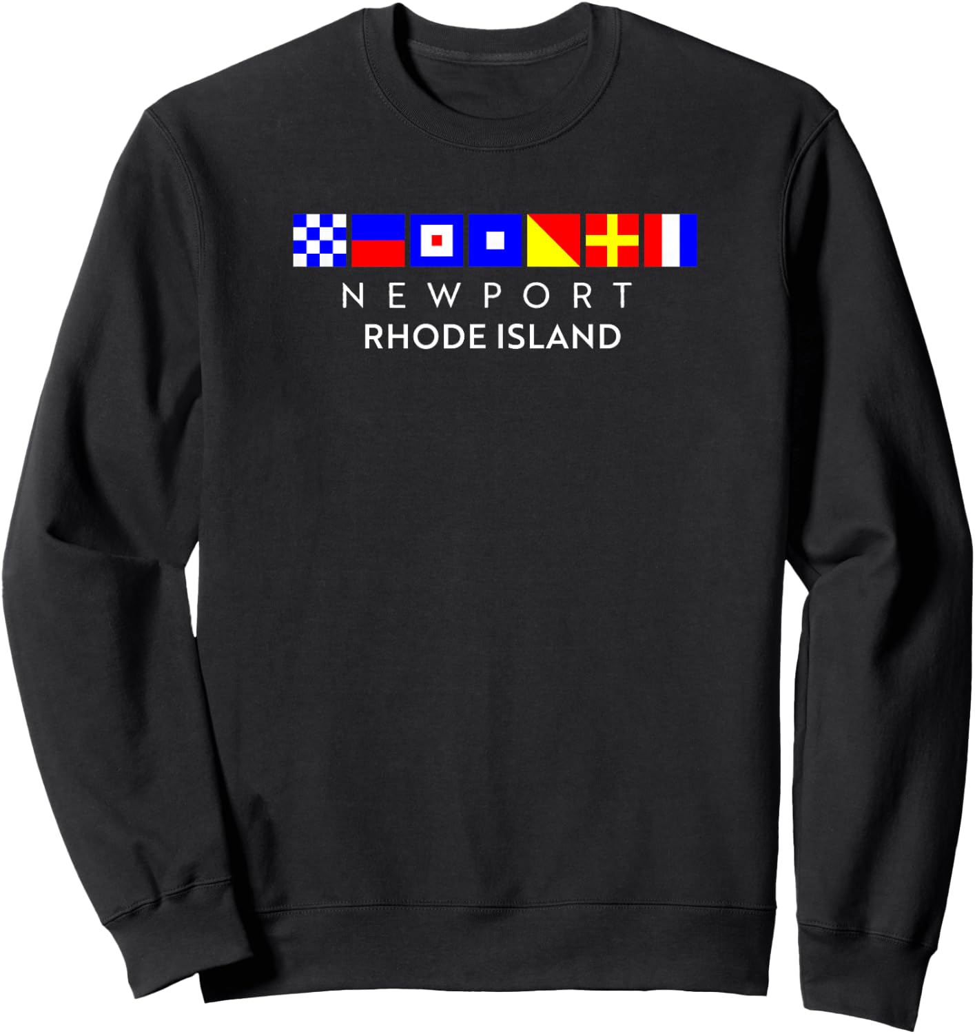 Nautical Flag Alphabet Gift - Newport Rhode Island Sweatshirt - Sweatshirt | Black