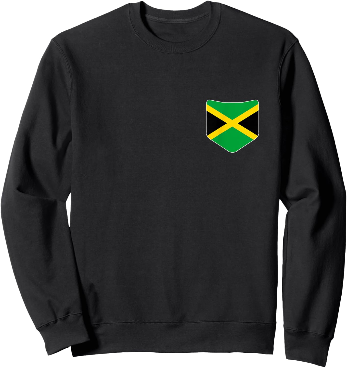 Jamaica Flag with Printed Jamaican Flag Pocket Sweatshirt - Sweatshirt | Black