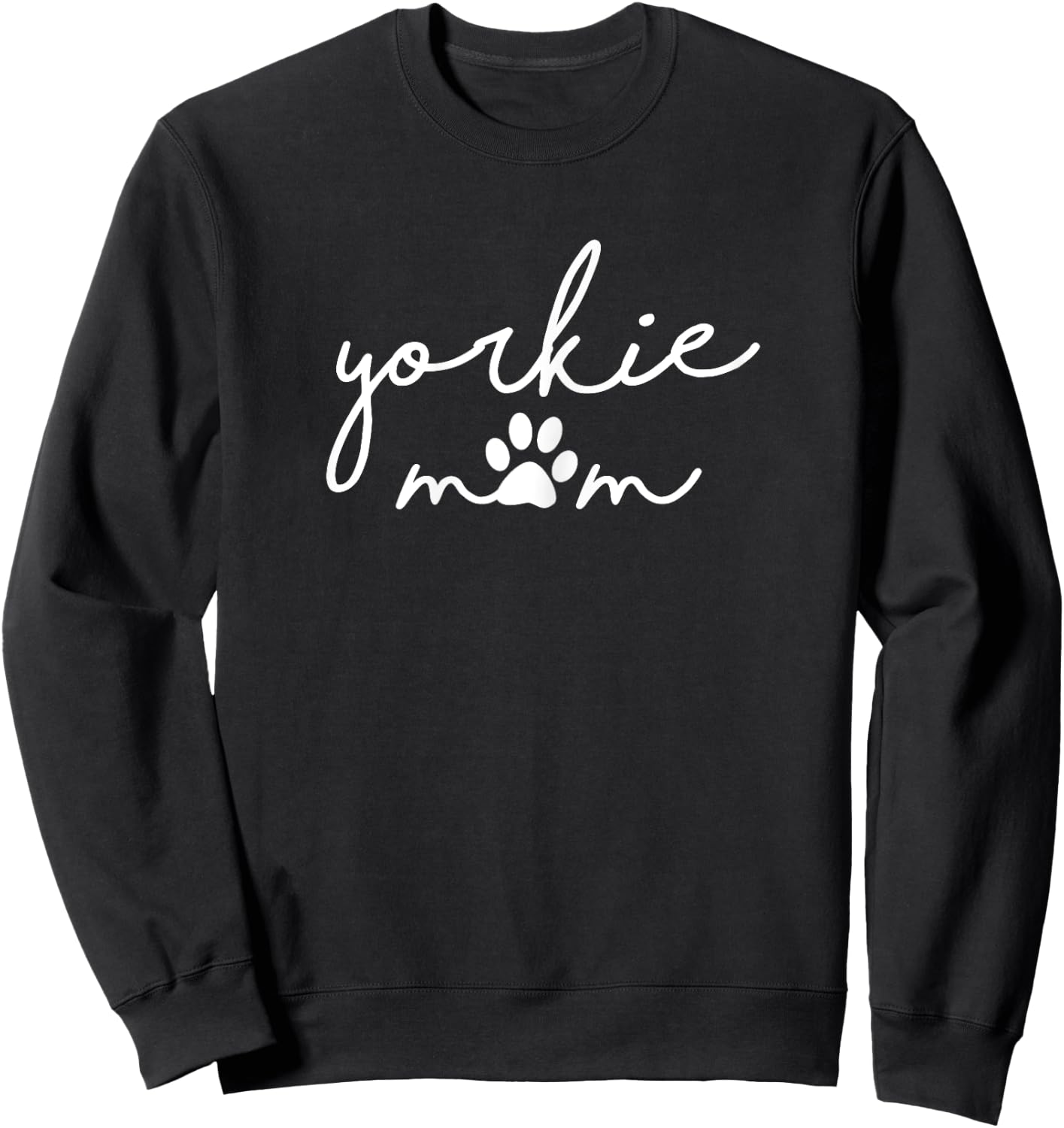Yorkshire Terrier Dog Mama Yorkie Mom with Pawprint Simple Sweatshirt - Sweatshirt | Black