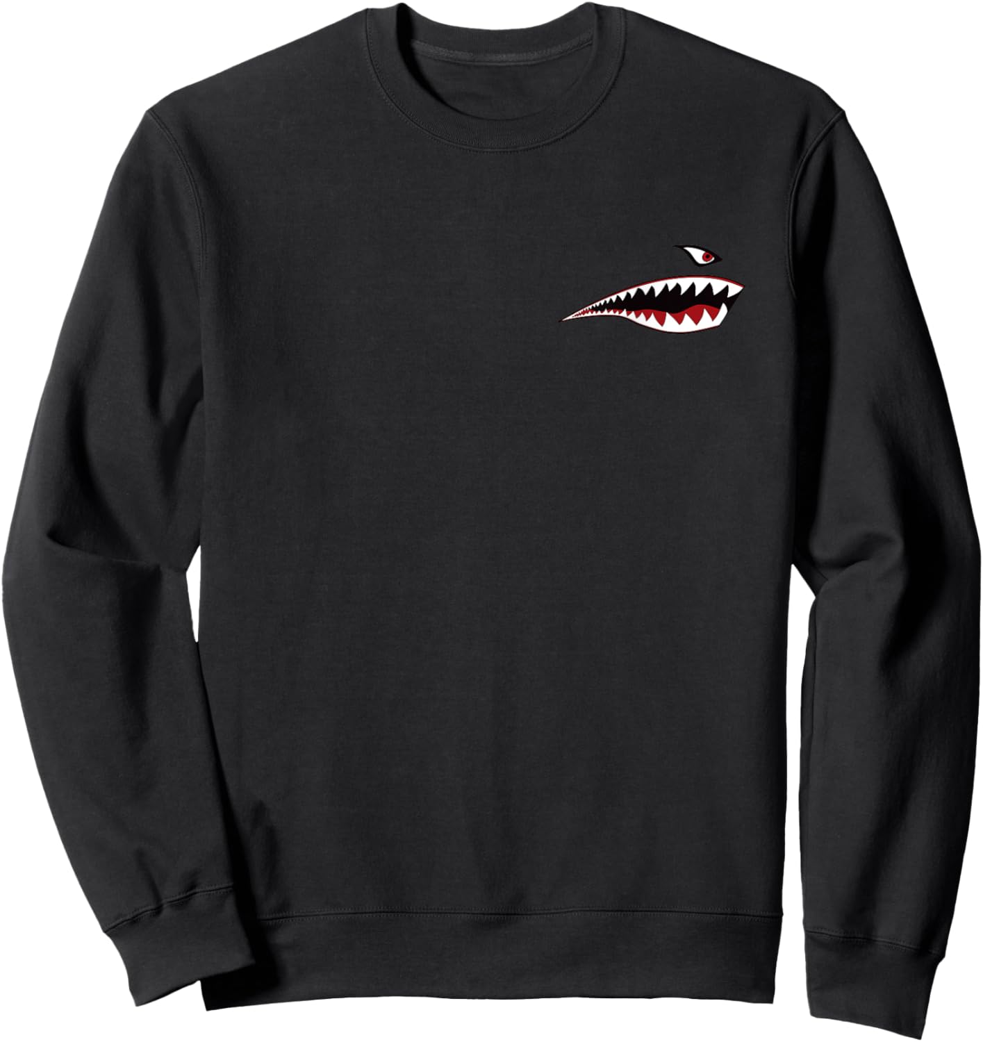 Shark Teeth Nose Art Warhawk P-40 A-10 Warthog War Plane Sweatshirt - Sweatshirt | Black