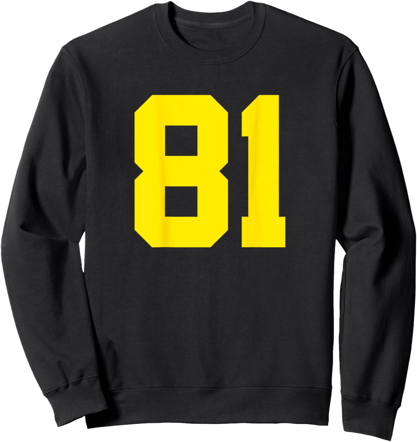Number 81 Yellow (Print on the Back) Sports Team Jersey Sweatshirt - Sweatshirt | Black