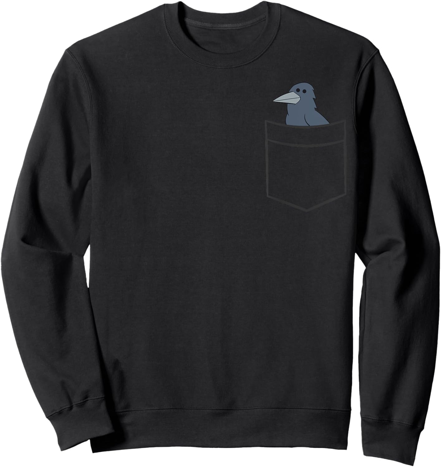 Crow Bird In The Pocket Cute Raven Crow Sweatshirt - Sweatshirt | Black