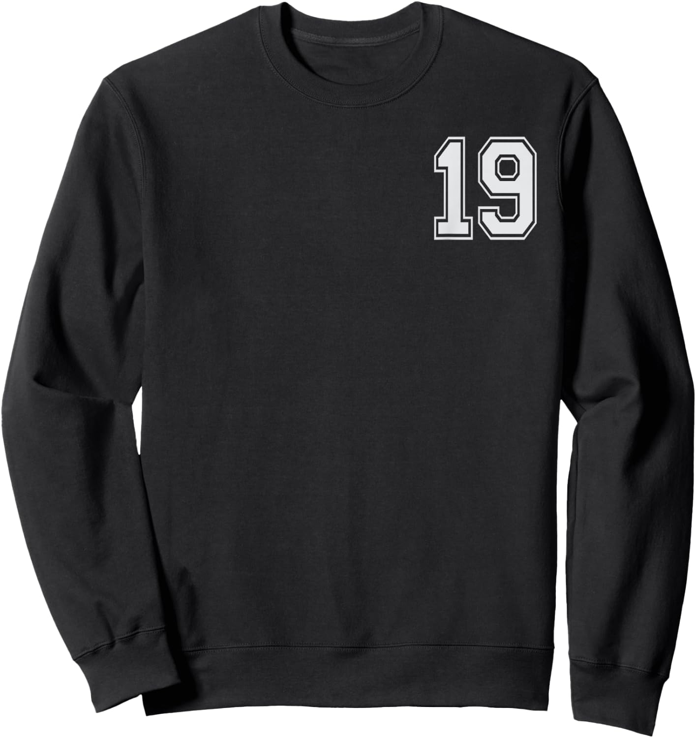 #19 Numbered Team Jerseys Shirt Big # on back Youth or Adult Sweatshirt - Sweatshirt | Black