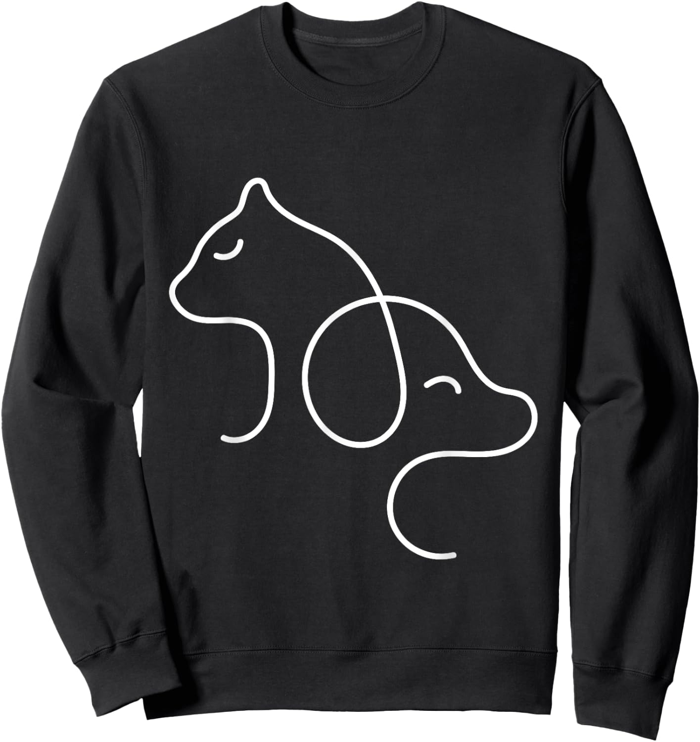 Dog Puppy and Baby Cat Heart - Animal Dog & Cat Heart Men Women Kids Sweatshirt - Sweatshirt | Black