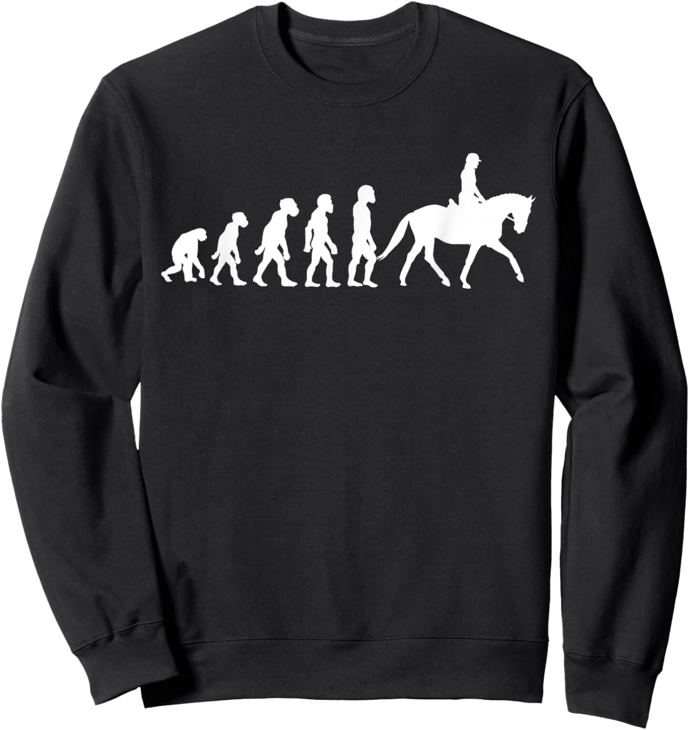 Funny Human Dressage Evolution Horseback Riding Equestrian Sweatshirt - Sweatshirt | Black