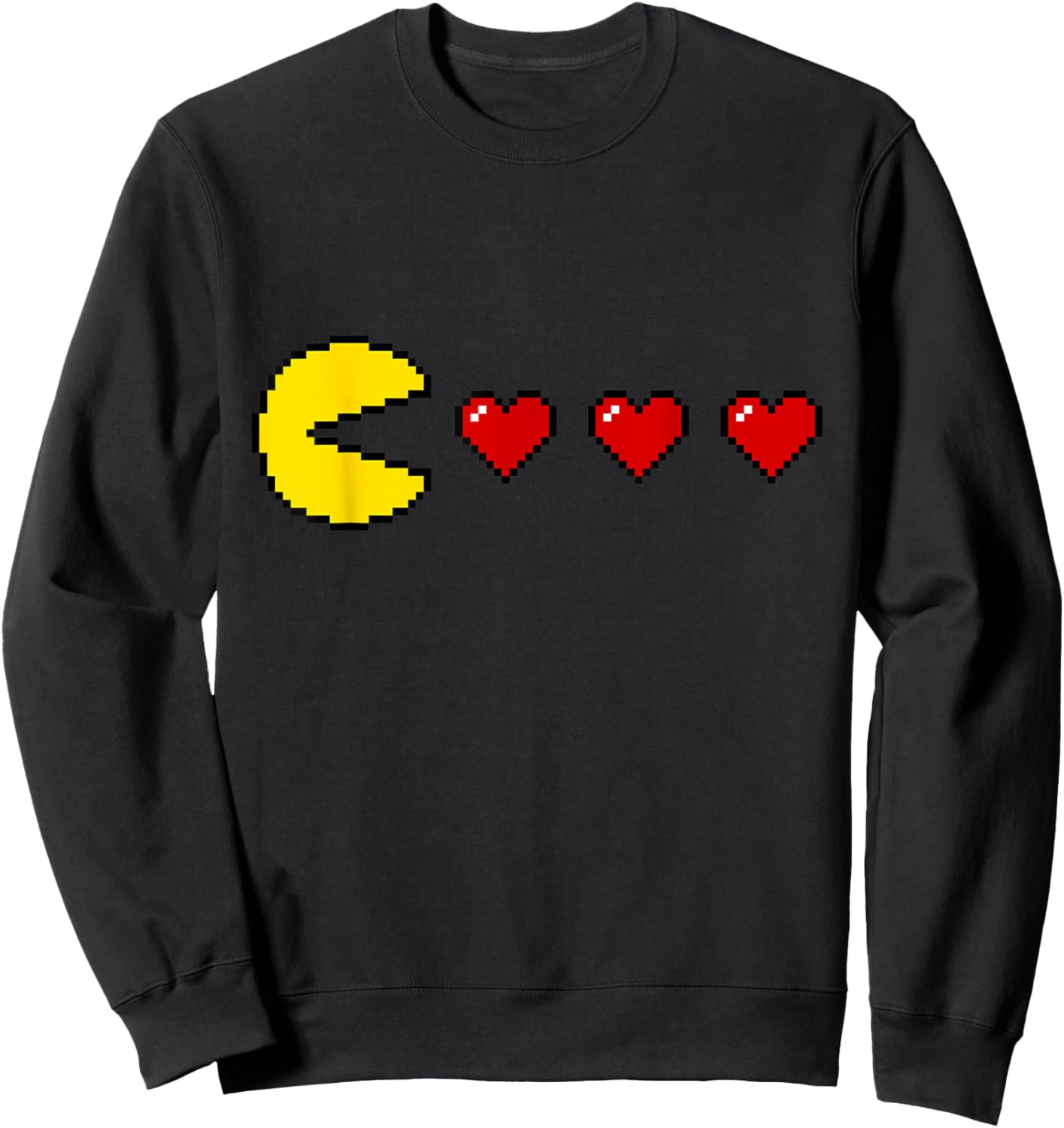 Funny Classic 80s Retro Arcade 8-bit Game Valentine Heart Sweatshirt - Sweatshirt | Black