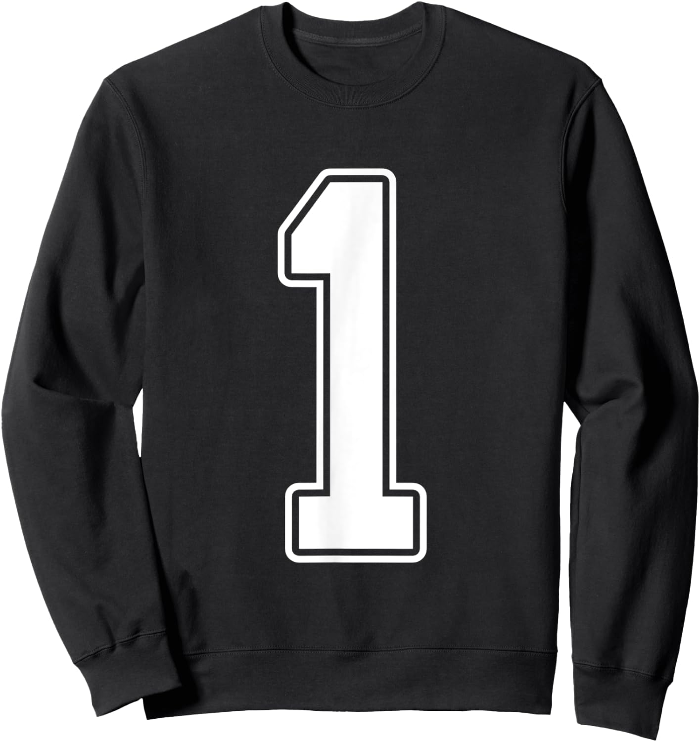 #1 White Outline Number 1 Sports Fan Jersey Style Sweatshirt - Sweatshirt | Black