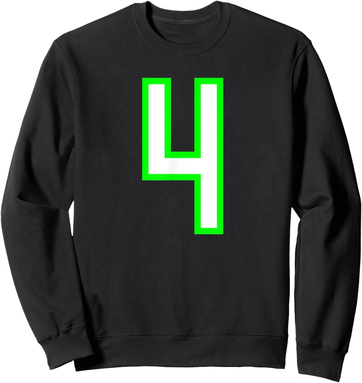 Sports Team Jersey #4 White Lime Jersey Number 4 Sweatshirt - Sweatshirt | Black
