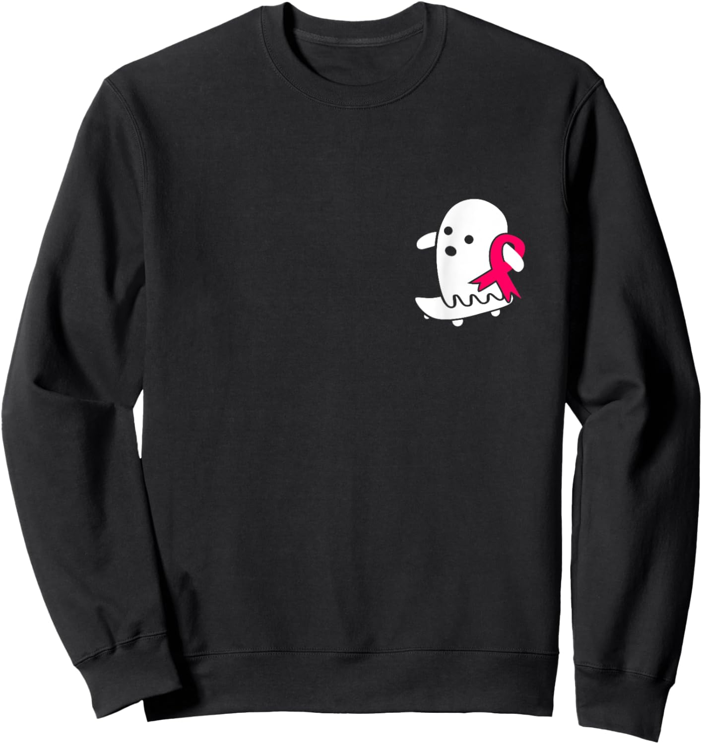 Breast Cancer Ghost Halloween Pink Breast Cancer Awareness Sweatshirt - Sweatshirt | Black