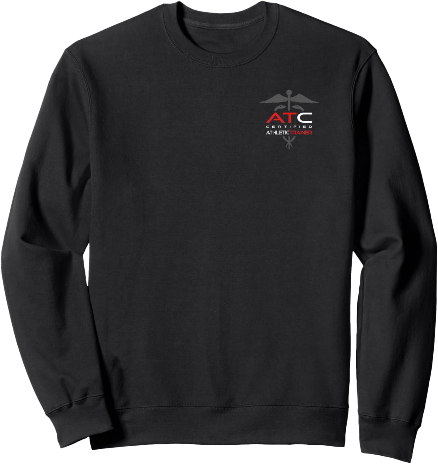 Athletic Trainer - AT - Professional Front/Back AT , Small, Black Sweatshirt - Sweatshirt | Black
