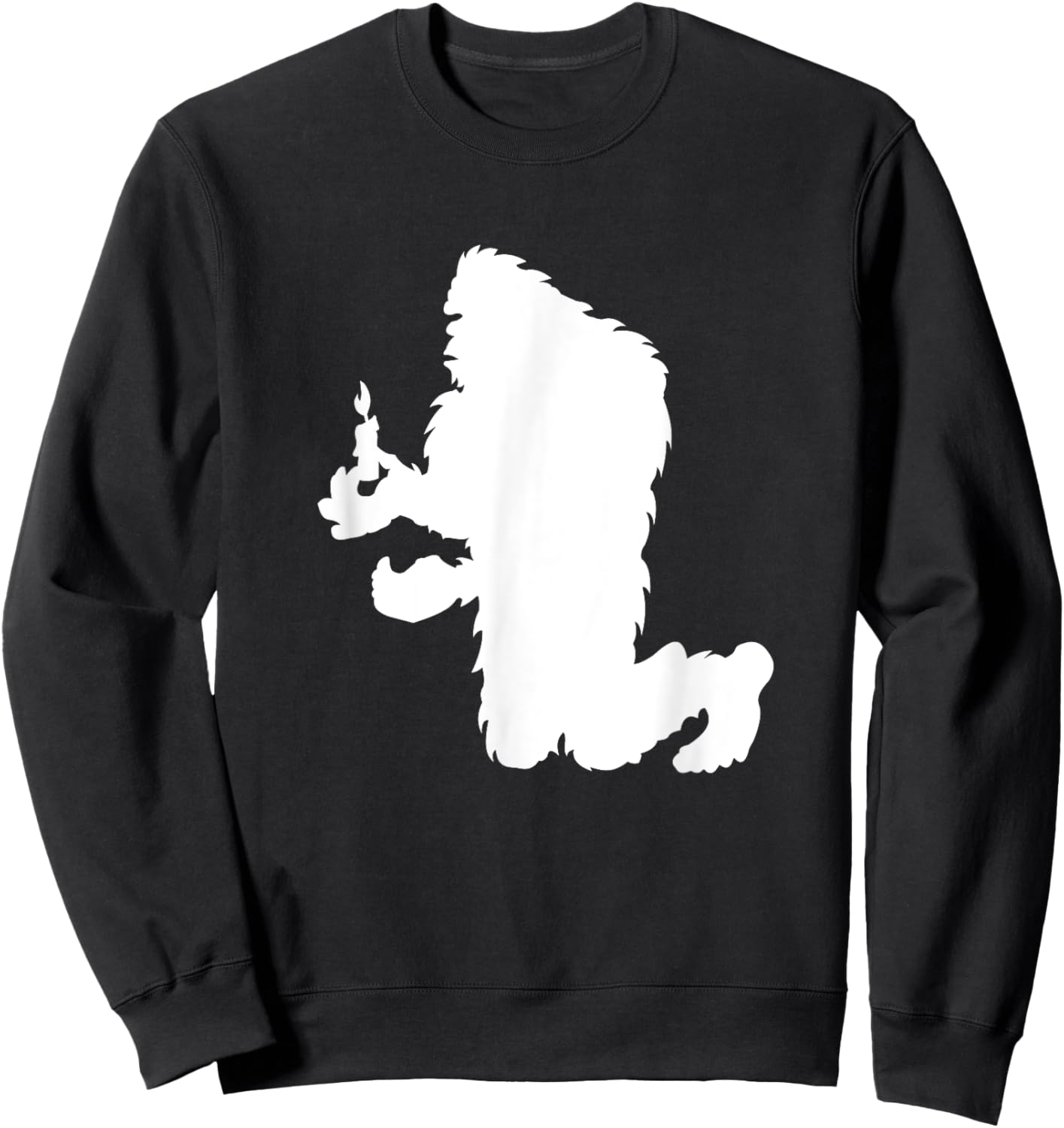 Funny Bigfoot Holding A Candle Sweatshirt - Sweatshirt | Black