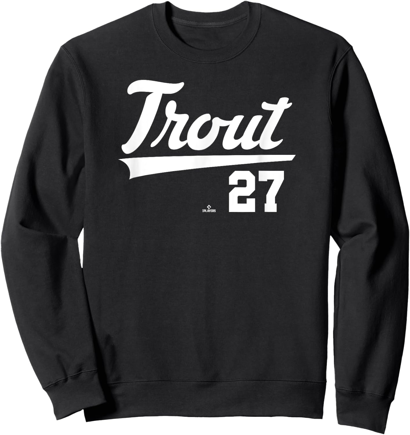 Player Name Swoosh Mike Trout Los Angeles Baseball MLBPA Sweatshirt - Sweatshirt | Black