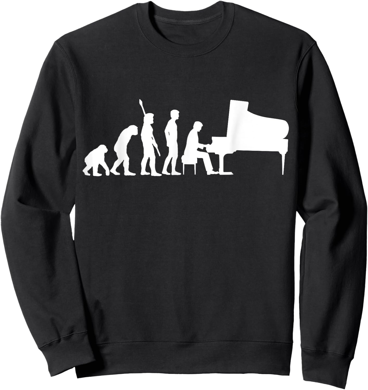 Funny Piano Player Pianist Musician Saying I Evolution Sweatshirt - Sweatshirt | Black