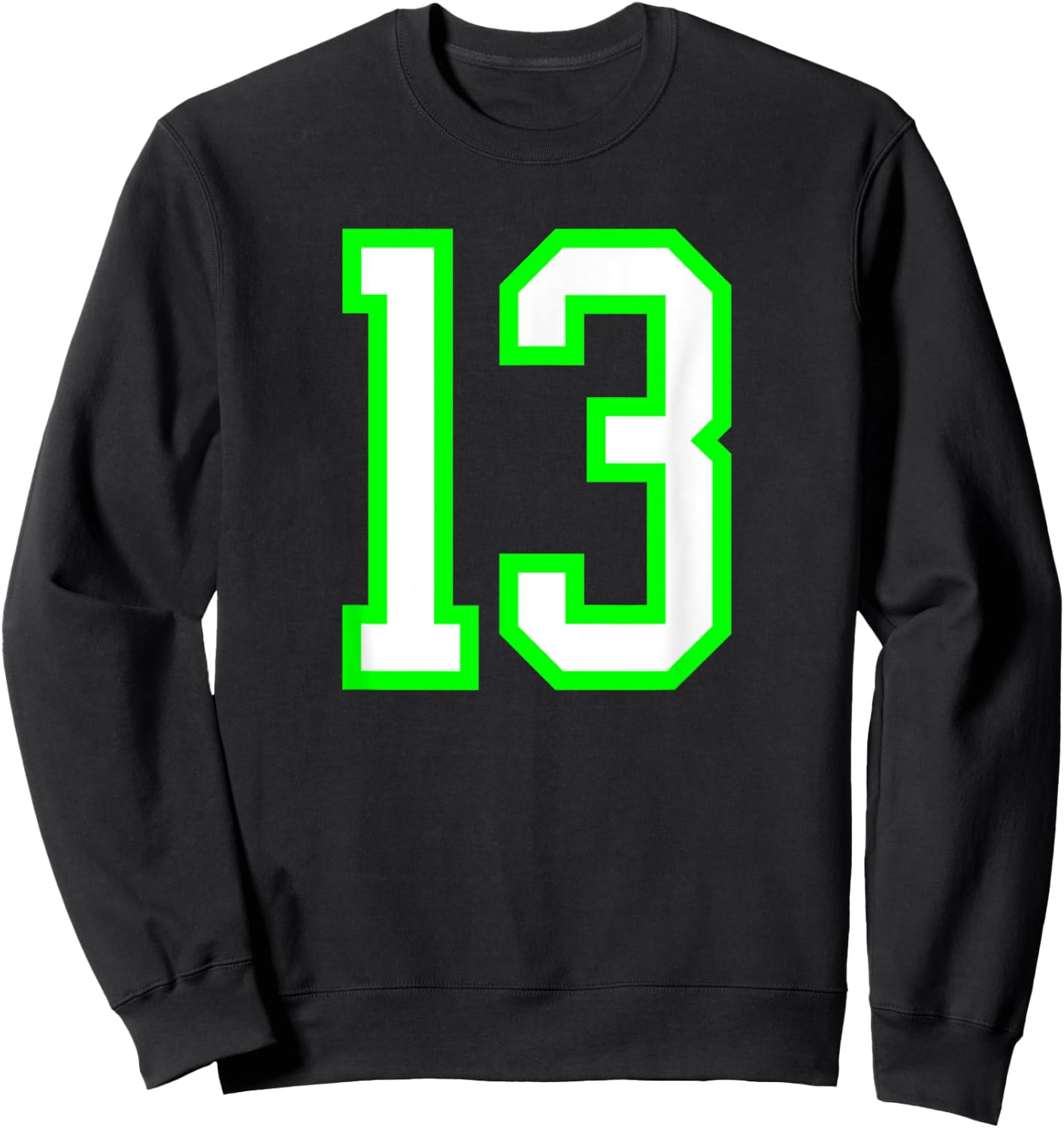 Sports Team Jersey #13 White Lime Jersey Number 13 Sweatshirt - Sweatshirt | Black