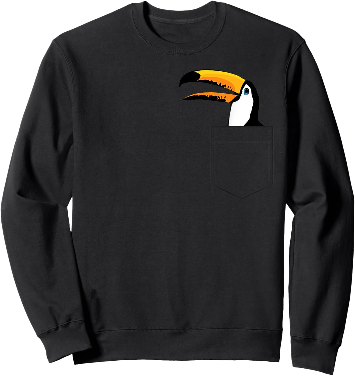 Tiny Toucan Companion: Colorful Pocket Friend Sweatshirt - Sweatshirt | Black
