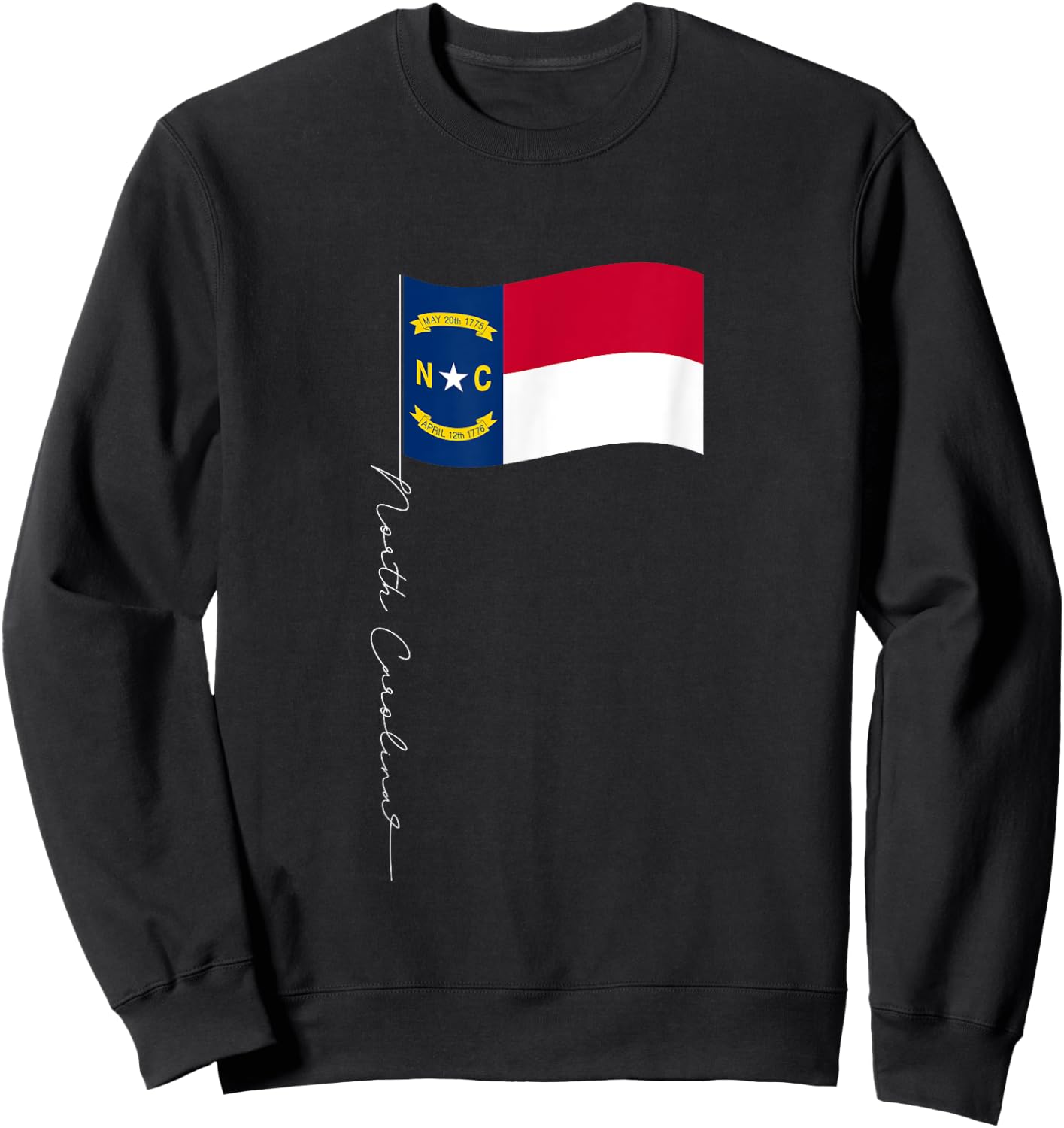 North Carolina Signature Flag Pole - North Carolinian Flag Sweatshirt - Sweatshirt | Black