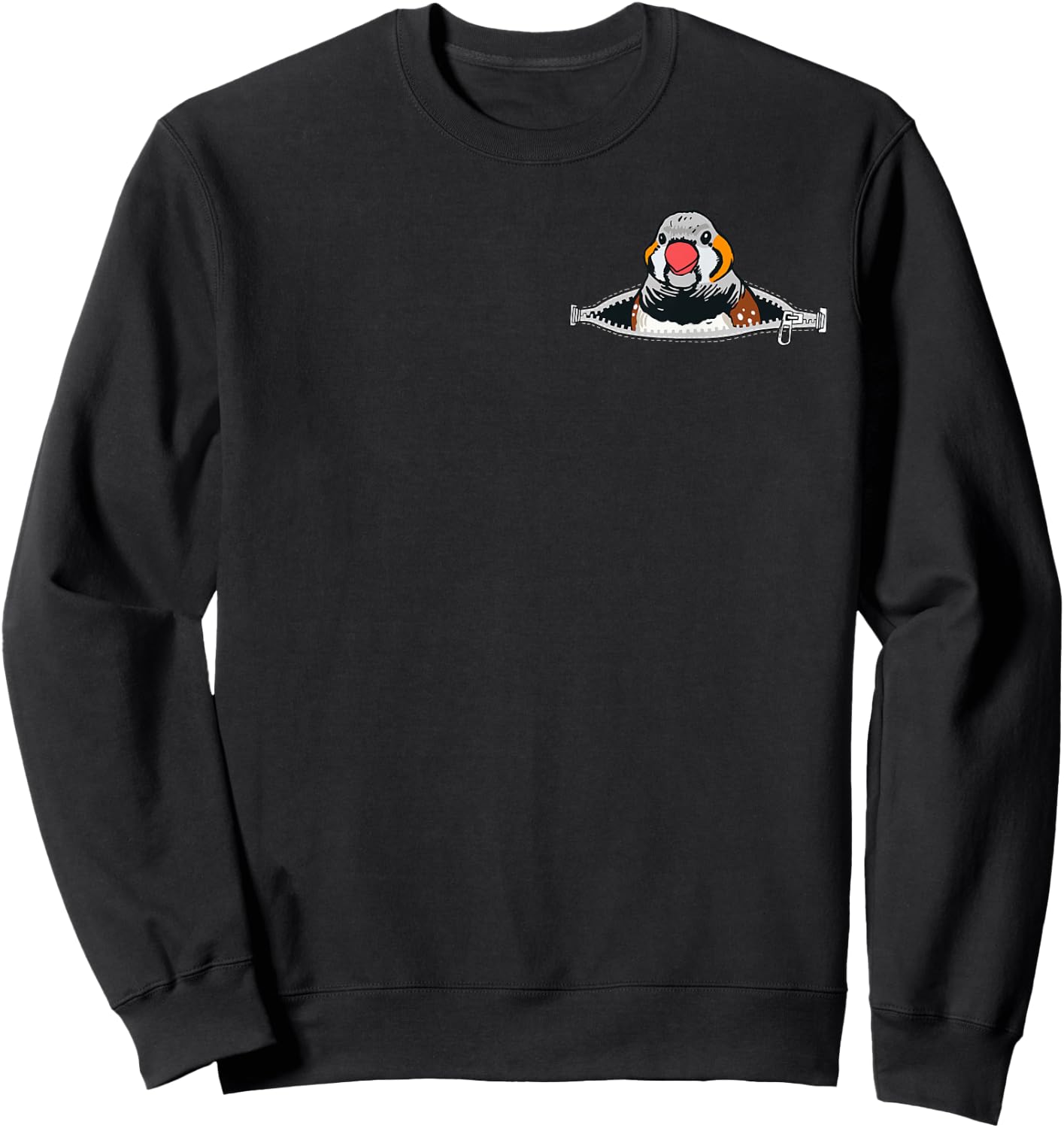 Zebrafink in Pocket Ornamental Birds Chest Pocket Birds Zebra Finches Sweatshirt - Sweatshirt | Black