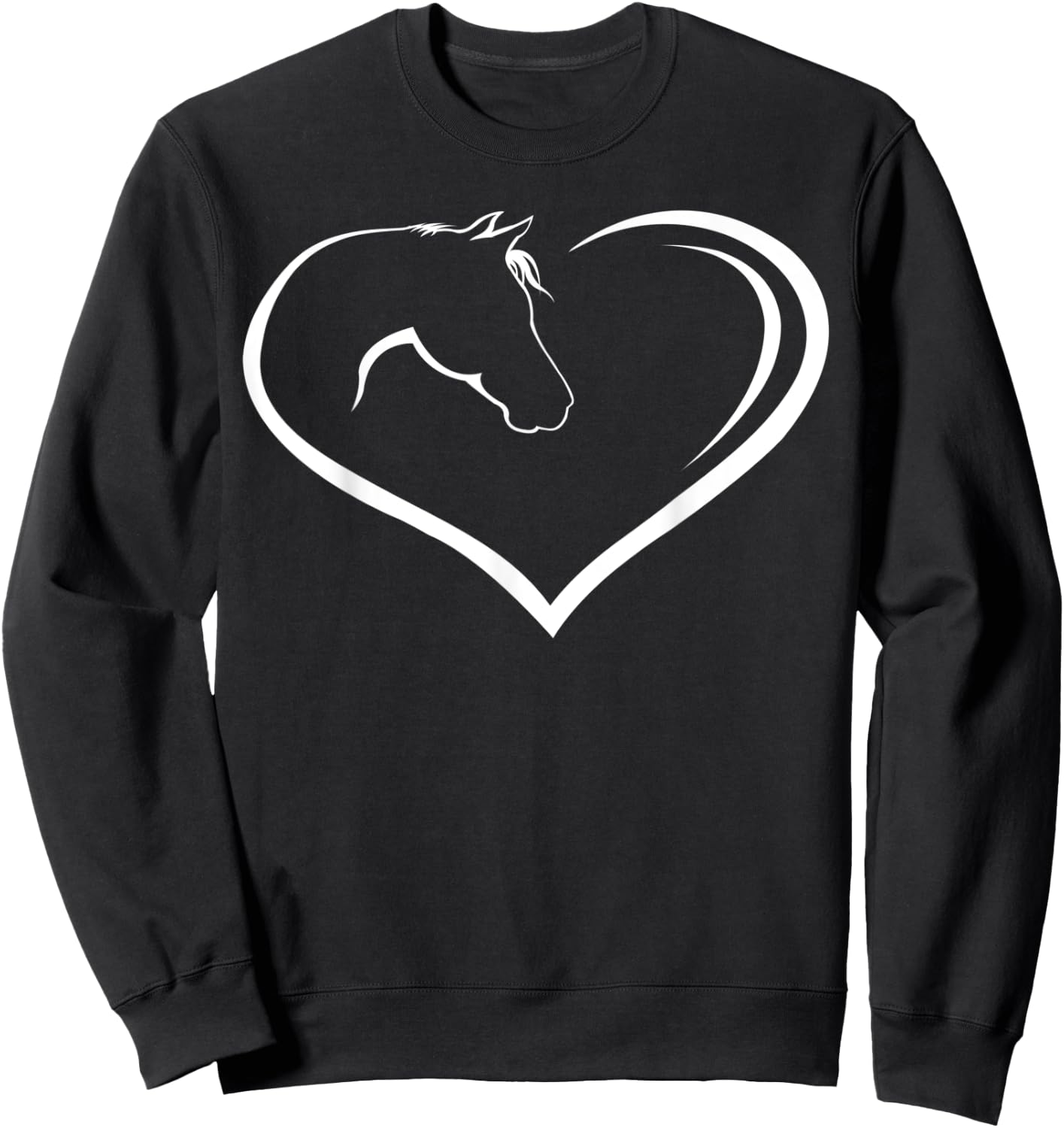 Horse love shirt heart with horse head for rider pony Sweatshirt - Sweatshirt | Black