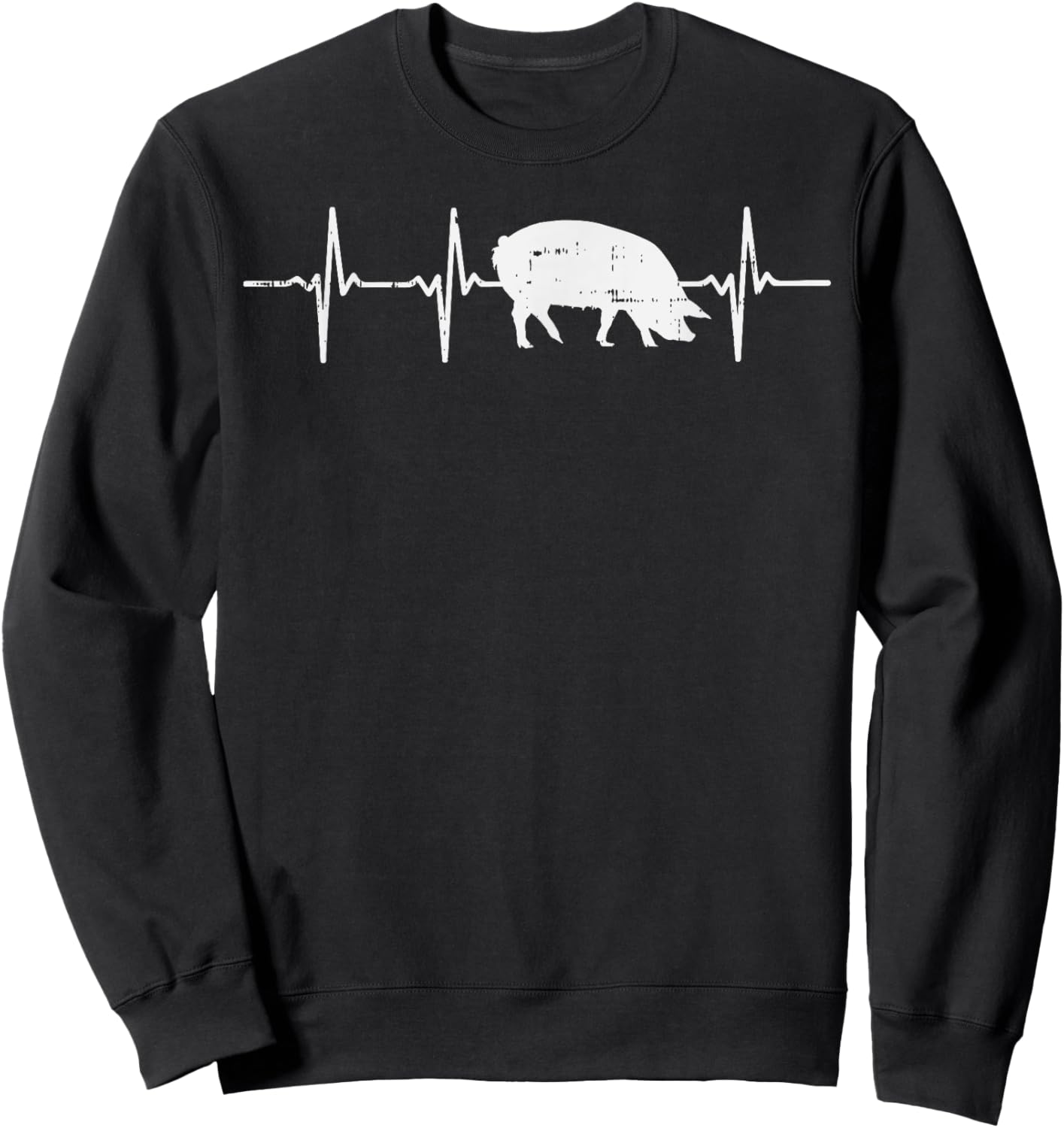 Pig Heartbeat Pulse Farm Animal Farming Life Farmer Gift Sweatshirt - Sweatshirt | Black
