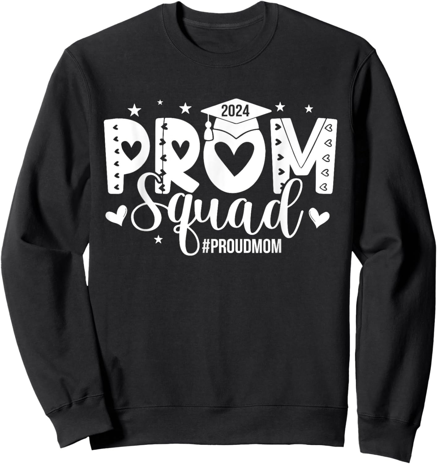 Vintage Prom Squad 2024 Proud Mom Graduation Class of 2024 Sweatshirt - Sweatshirt | Black