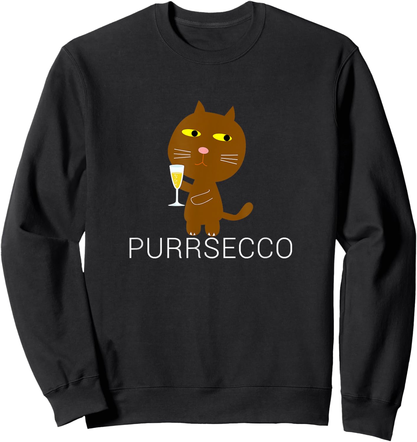 Funny Purrsecco Cat Prosecco Pun Drink Wine Drinking Gifts Sweatshirt - Sweatshirt | Black