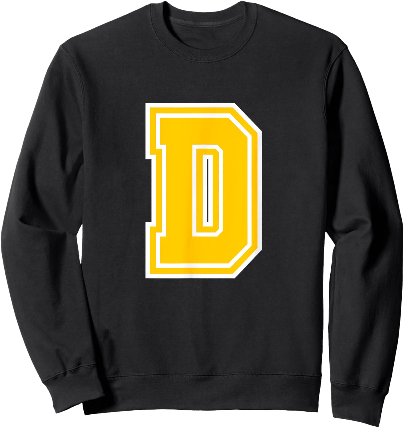 Letter D Yellow Monogram Initial Sweatshirt - Sweatshirt | Black