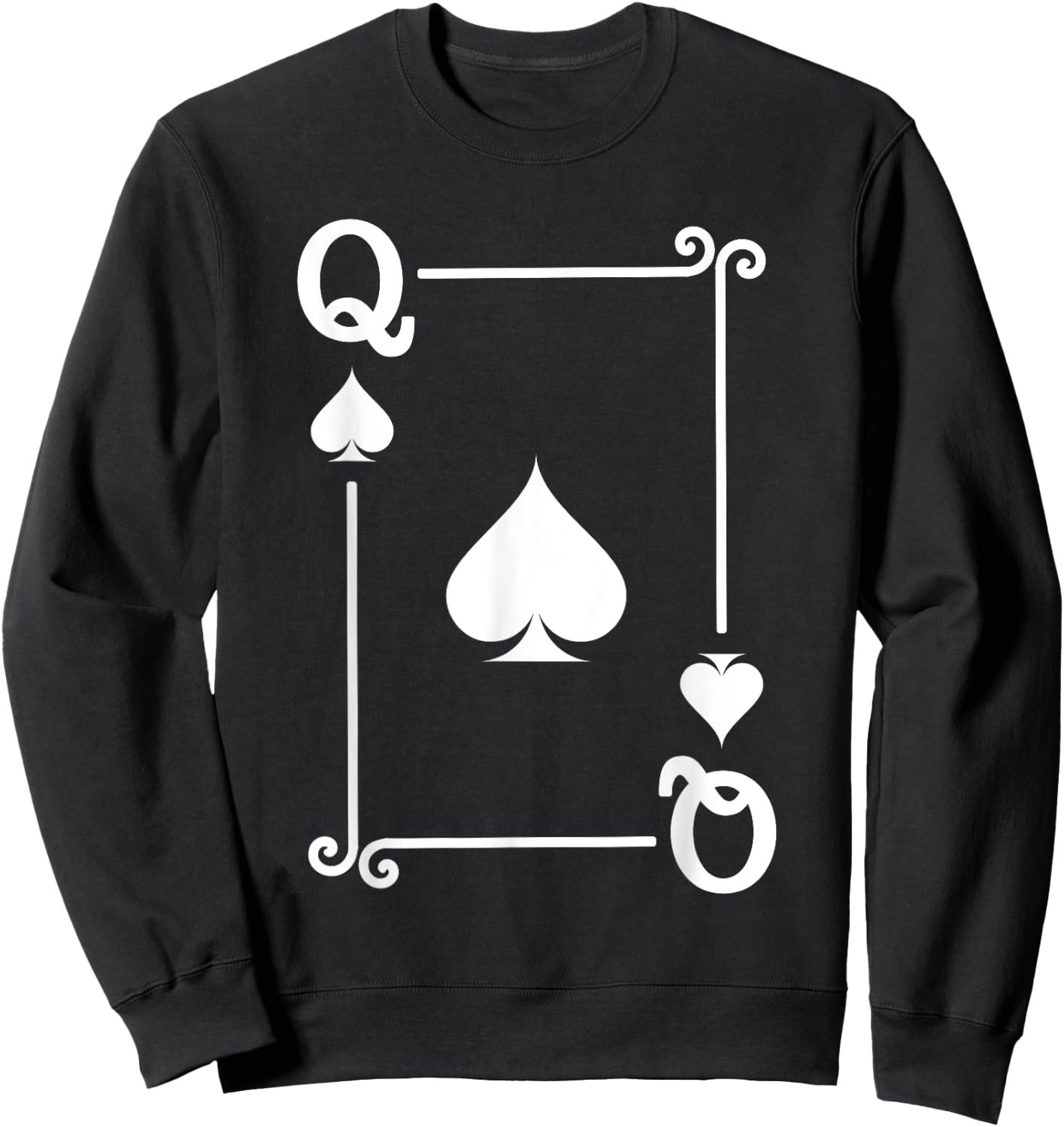 Playing Cards Costume - Queen Spades Card - Queen Card Sweatshirt - Sweatshirt | Black