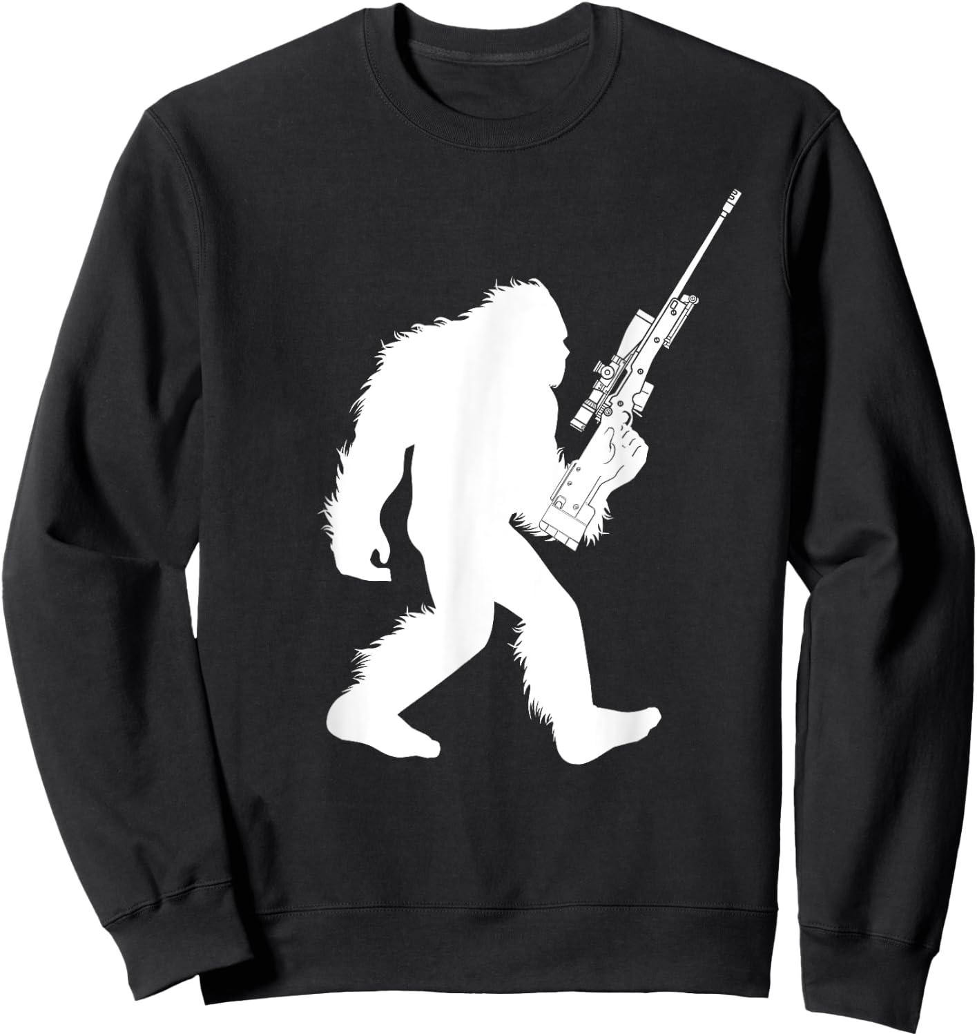 Bigfoot Sniper Rifle Cryptid Sasquatch Sniping Sweatshirt - Sweatshirt | Black