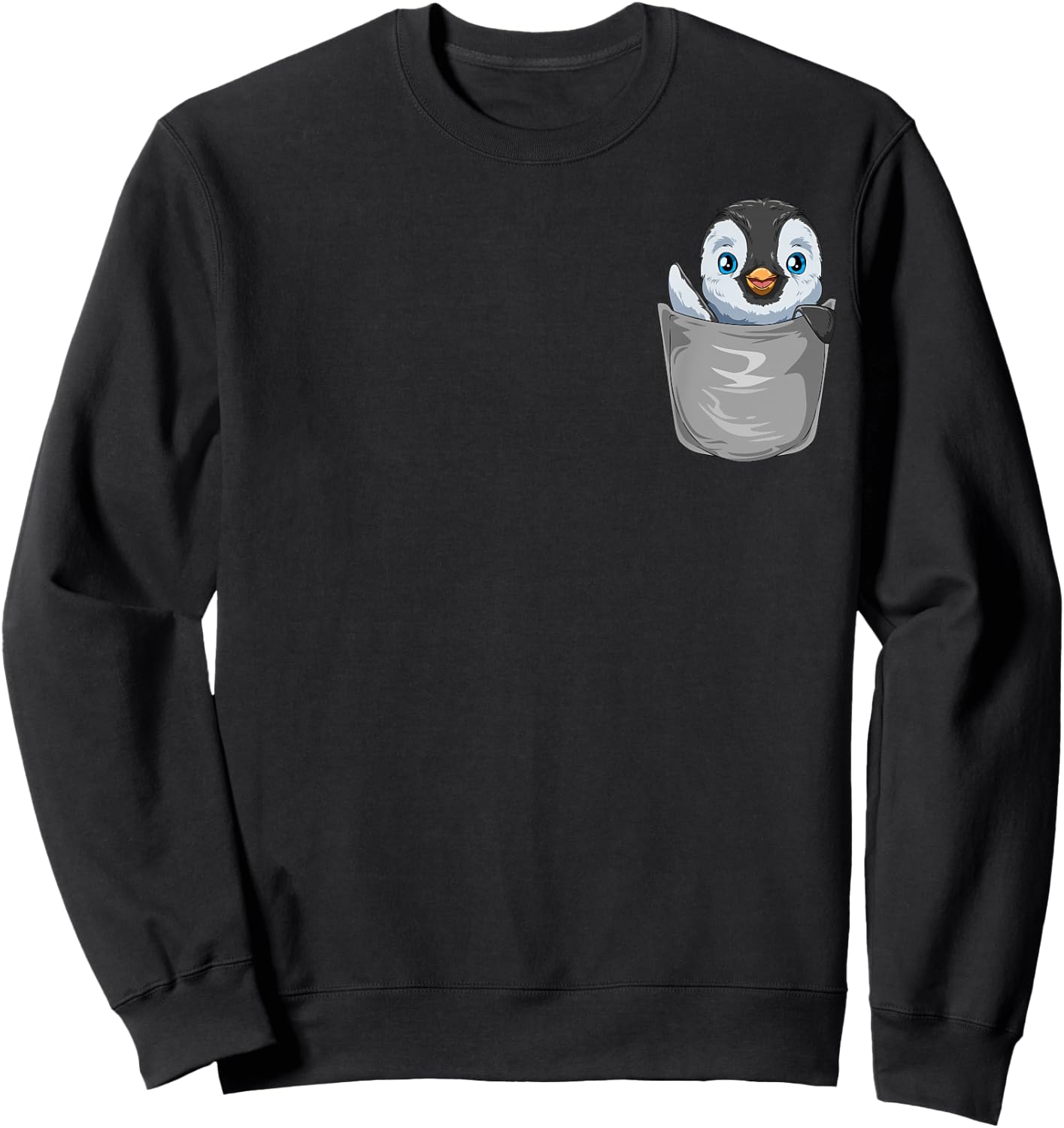 Pocket Penguin Peeking Out Funny Penguin Sweatshirt - Sweatshirt | Black