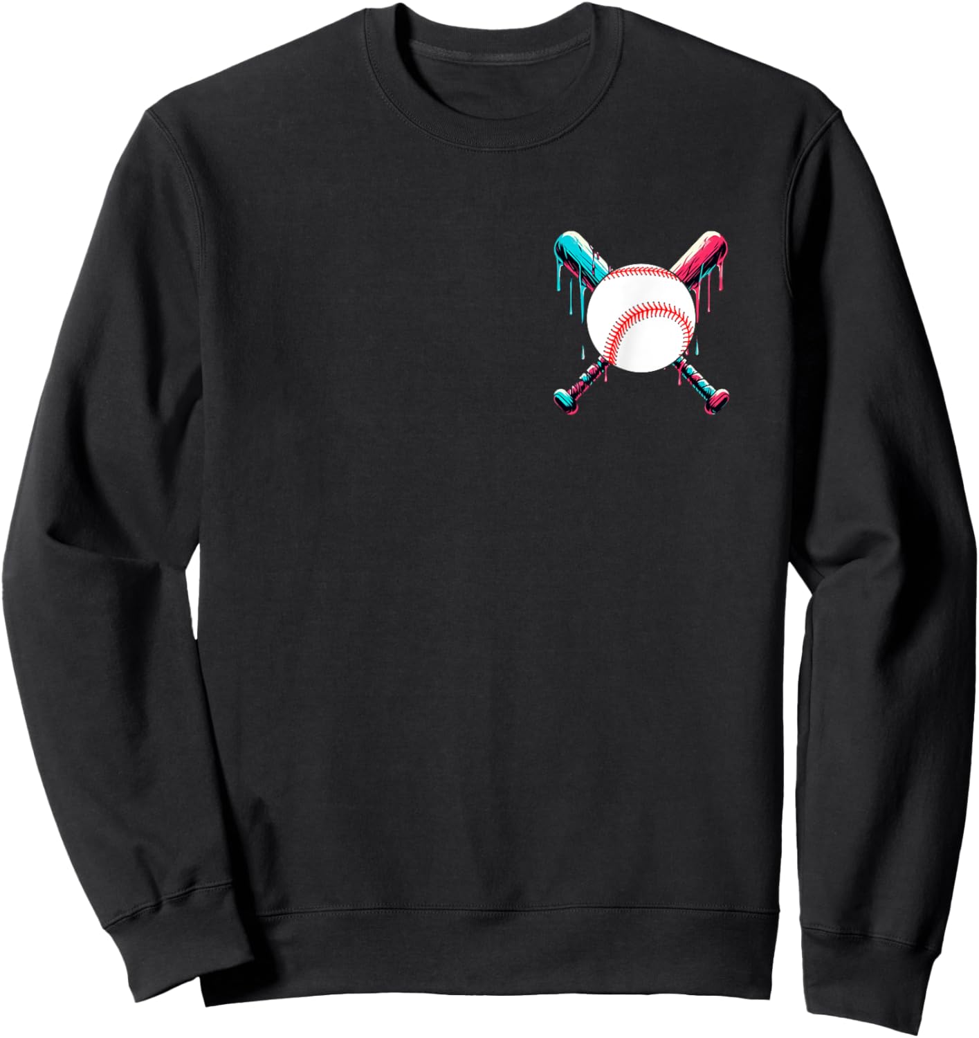 Baseball Bat Drip with Melting Ice Cream Drippy Pocket Sweatshirt - Sweatshirt | Black